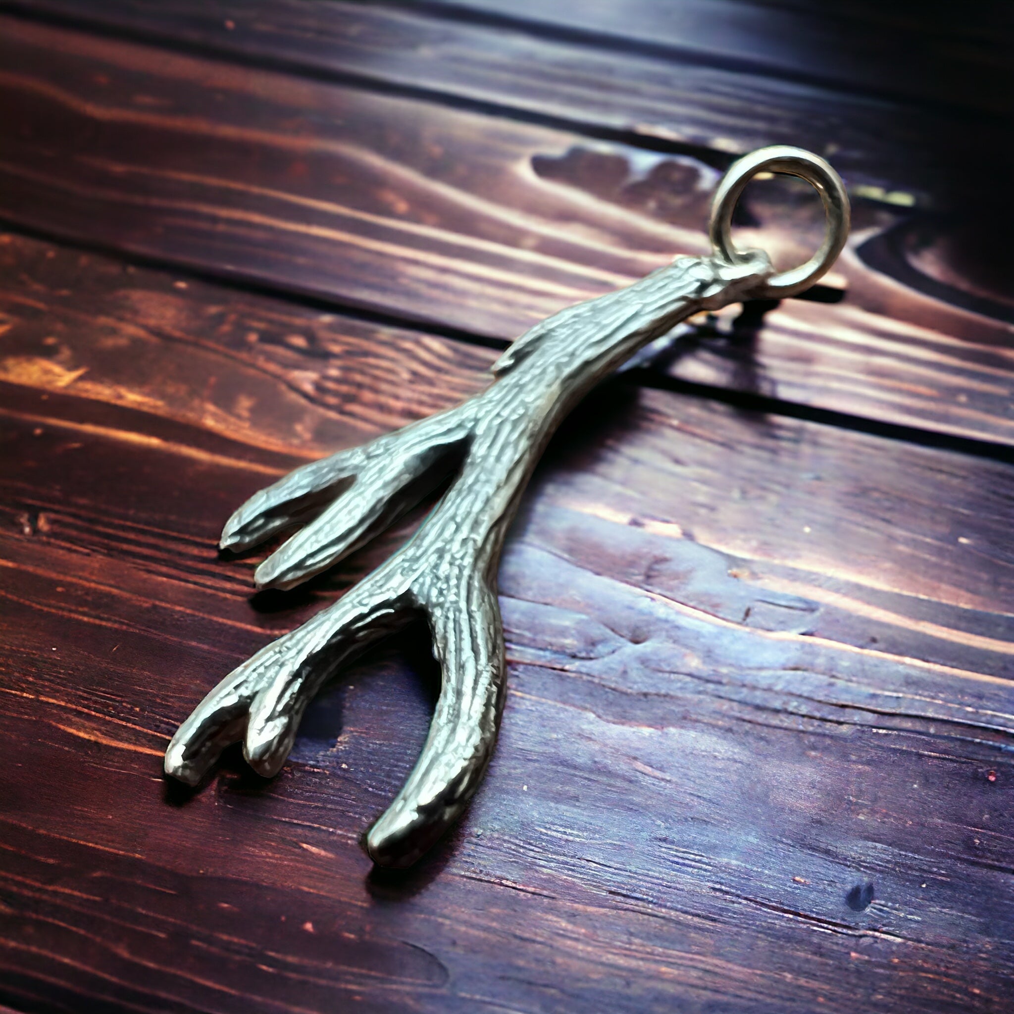 Sterling Silver Antler Charm/Pendant — Realistic Both-Side Design with Oxidized Texture & Jump Ring - Rooted & Reckless Co.