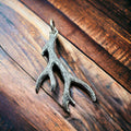 Sterling Silver Antler Charm/Pendant — Realistic Both-Side Design with Oxidized Texture & Jump Ring - Rooted & Reckless Co.