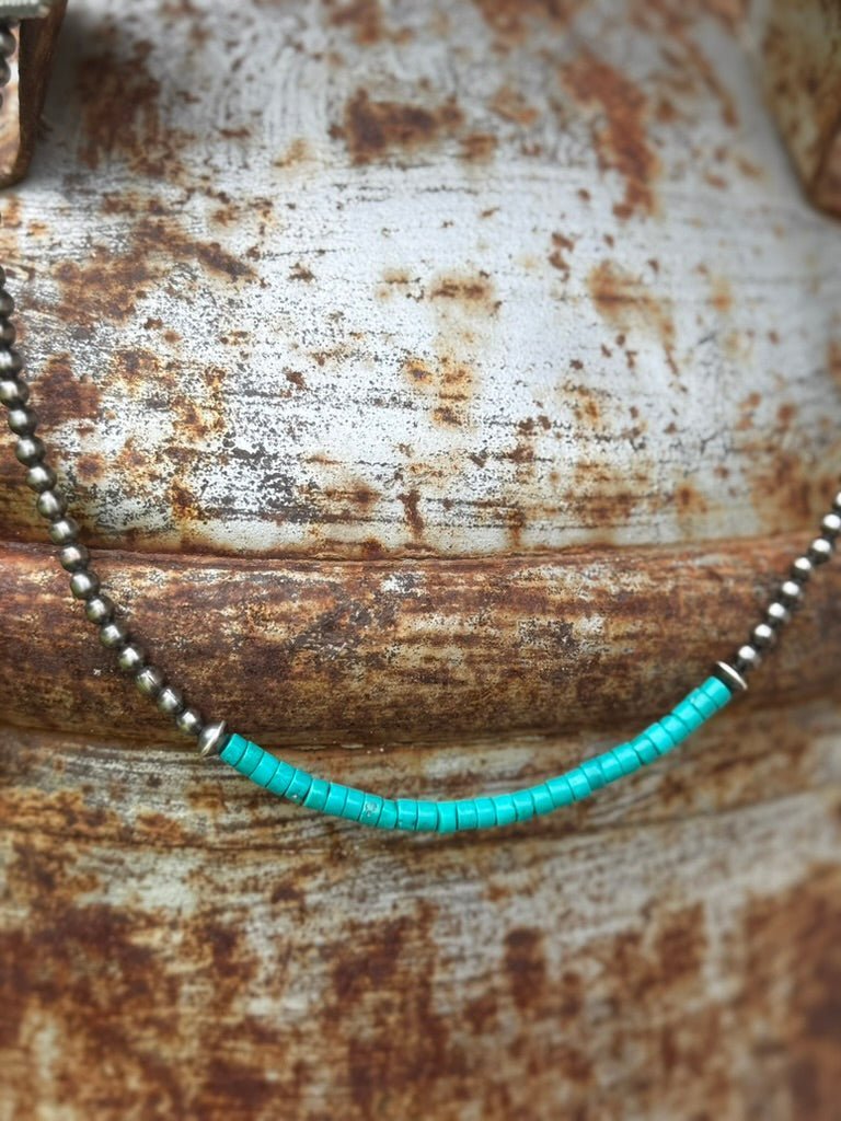 Sterling Silver Azure Soul Heishi Beaded Necklace - Rooted & Reckless Co.