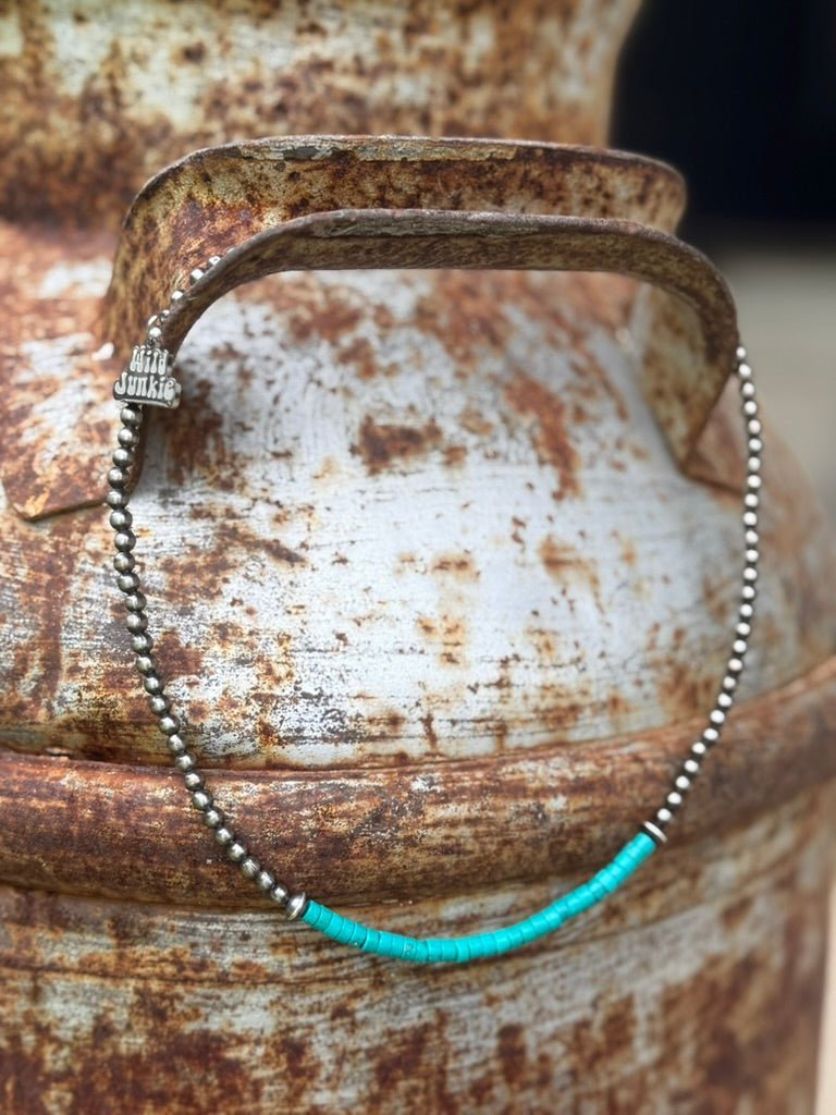 Sterling Silver Azure Soul Heishi Beaded Necklace - Rooted & Reckless Co.