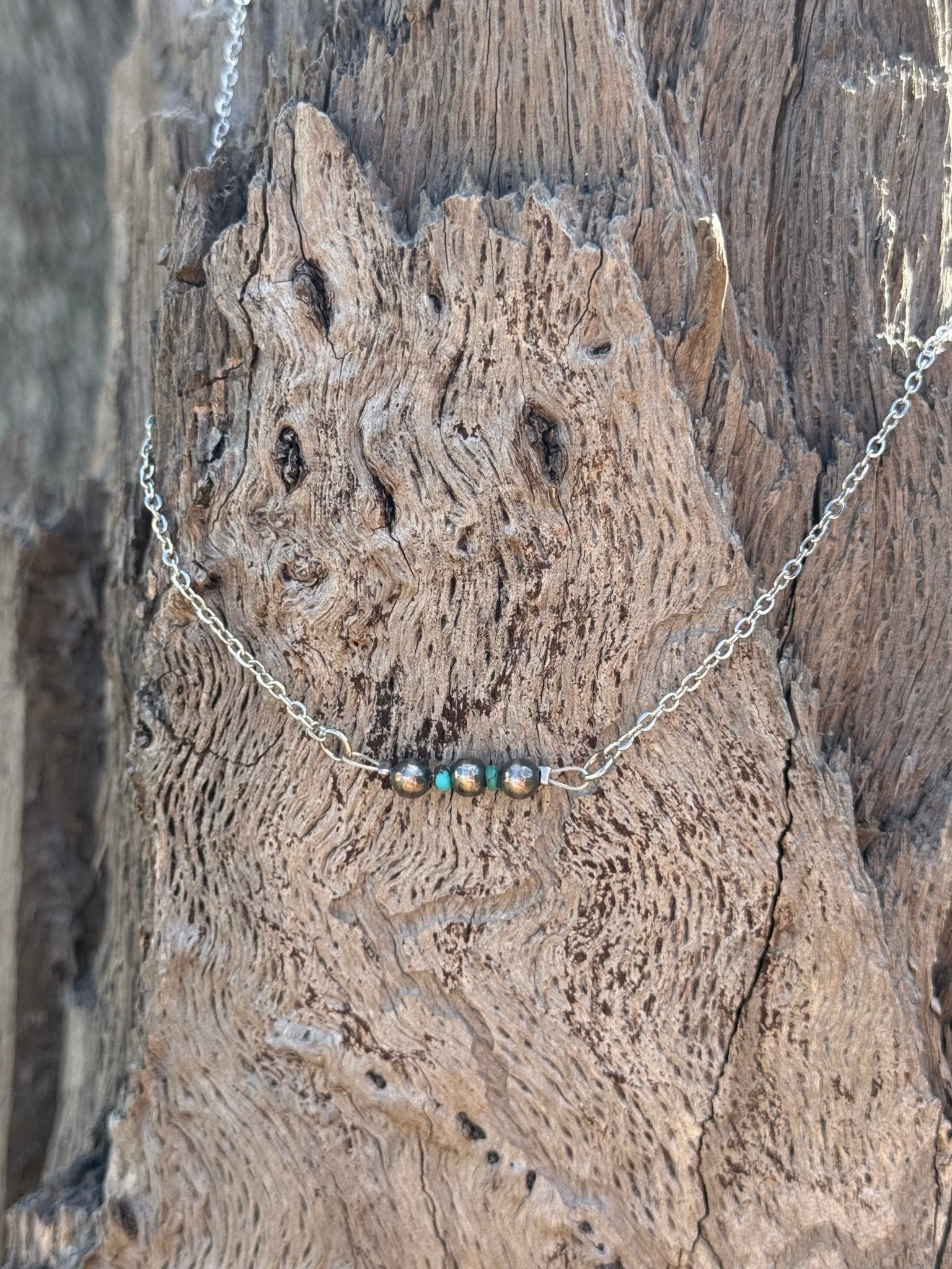 Sterling Silver Beads with Turquoise Rondelle Necklace - Rooted & Reckless Co.