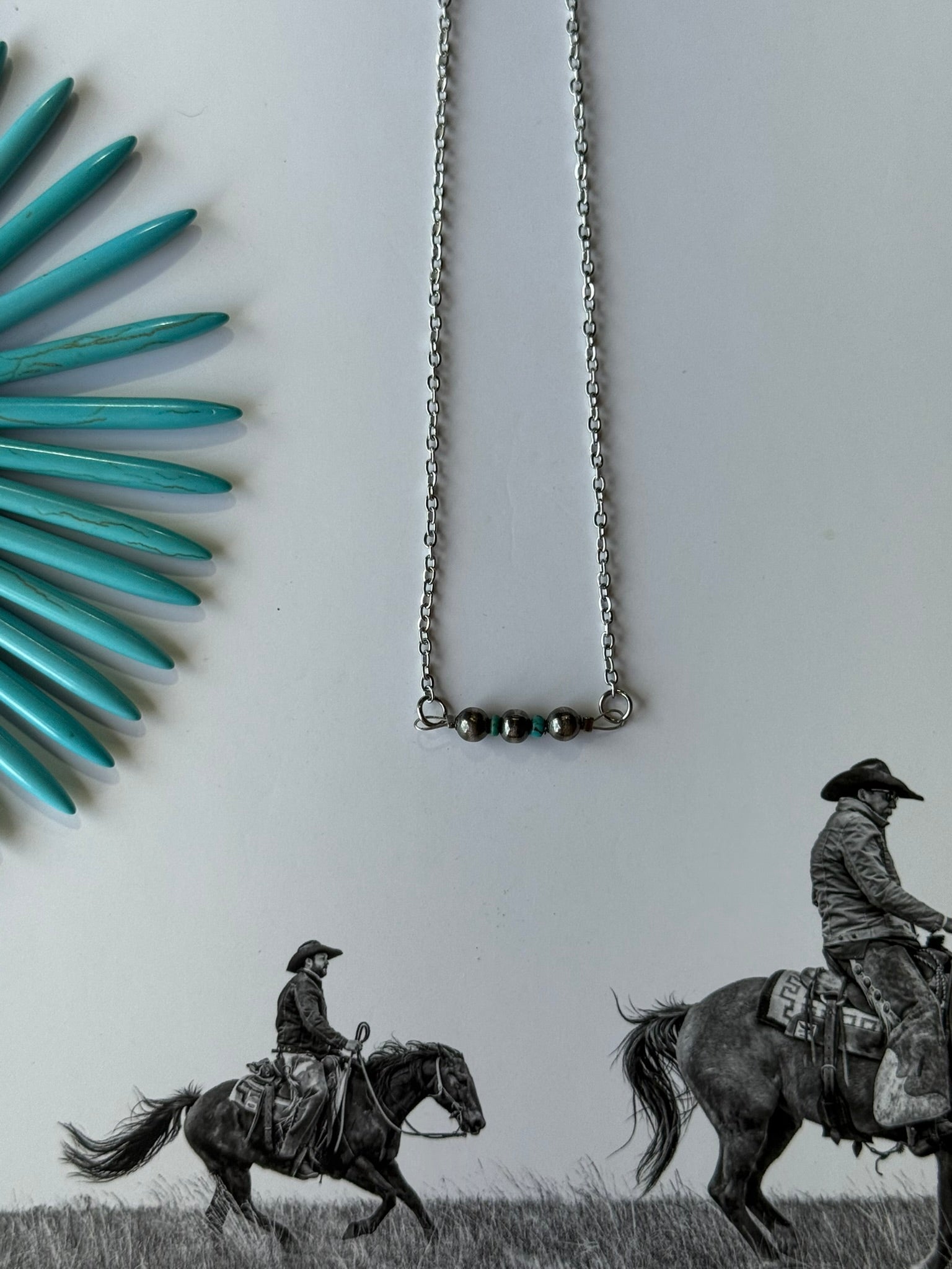 Sterling Silver Beads with Turquoise Rondelle Necklace - Rooted & Reckless Co.