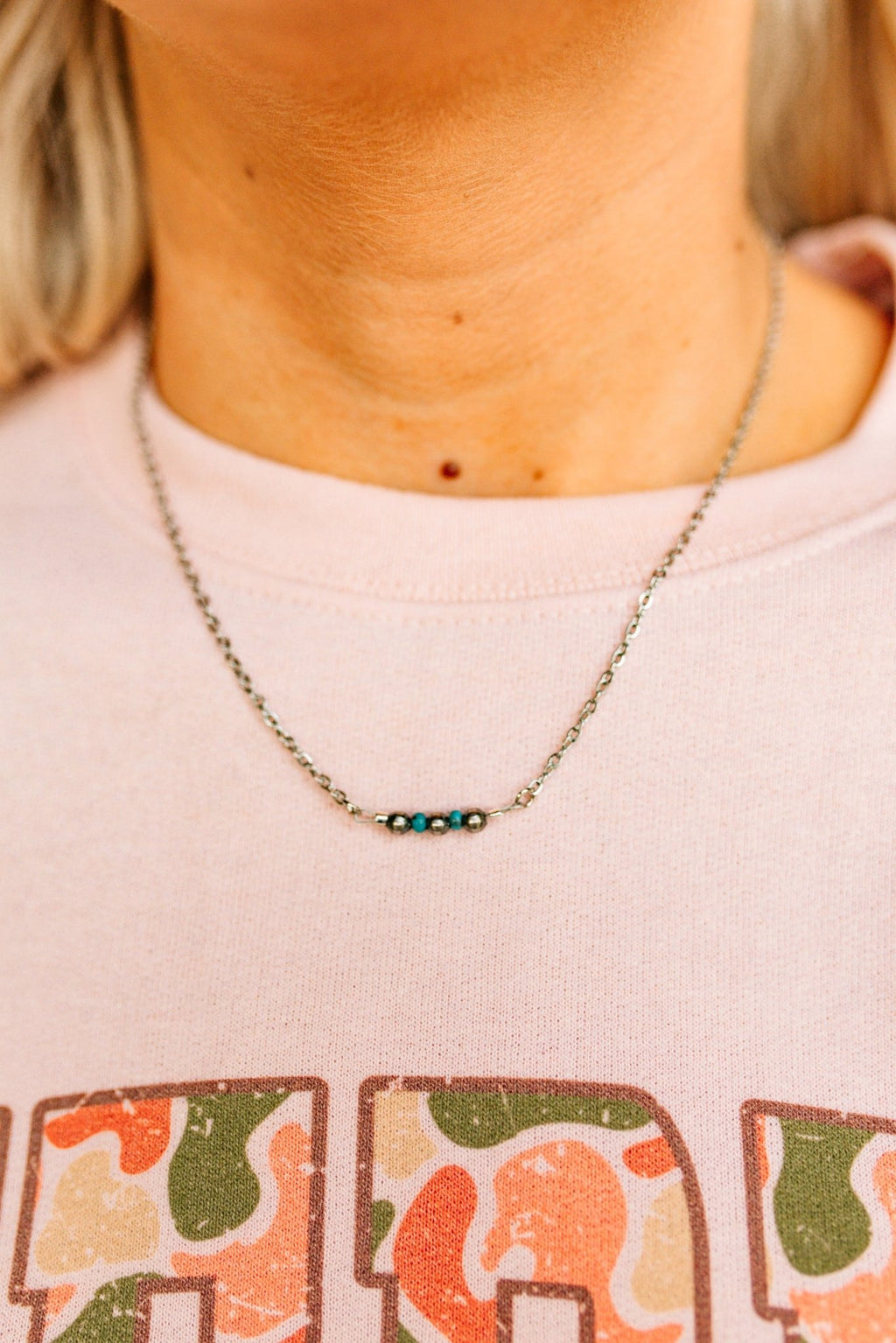 Sterling Silver Beads with Turquoise Rondelle Necklace - Rooted & Reckless Co.