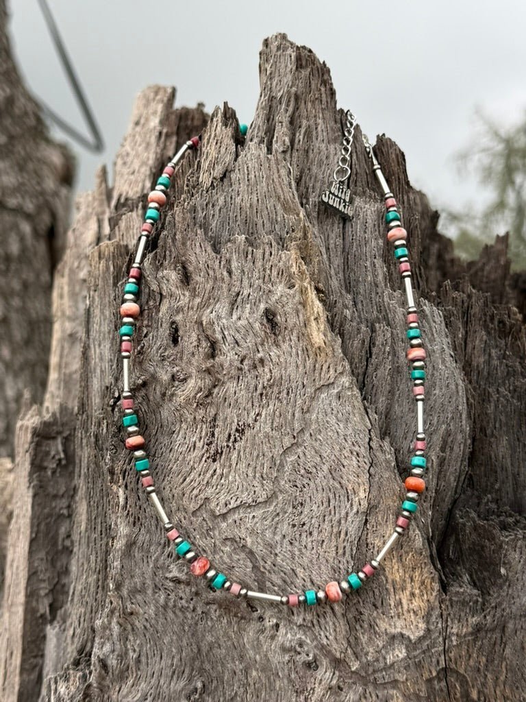 Sterling Silver Canyon Rose Mixed Stone Beaded Necklace - Rooted & Reckless Co.
