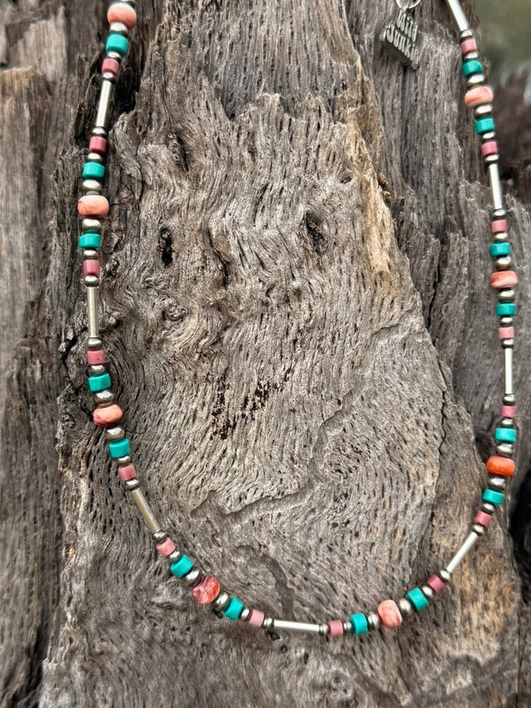Sterling Silver Canyon Rose Mixed Stone Beaded Necklace - Rooted & Reckless Co.