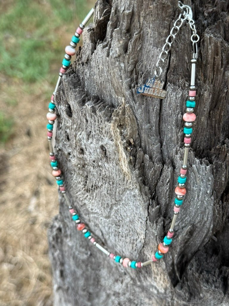 Sterling Silver Canyon Rose Mixed Stone Beaded Necklace - Rooted & Reckless Co.