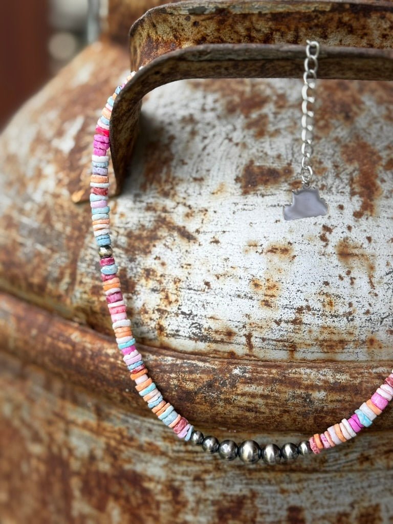 Sterling Silver Desert Spectrum Heishi Beaded Necklace - Rooted & Reckless Co.