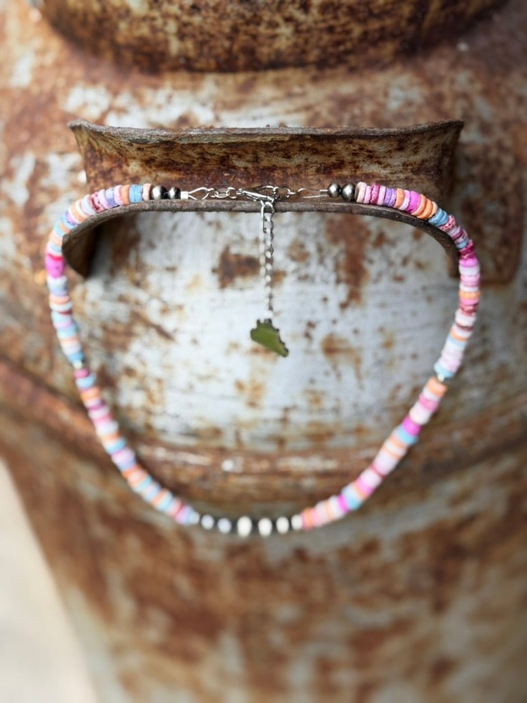 Sterling Silver Desert Spectrum Heishi Beaded Necklace - Rooted & Reckless Co.