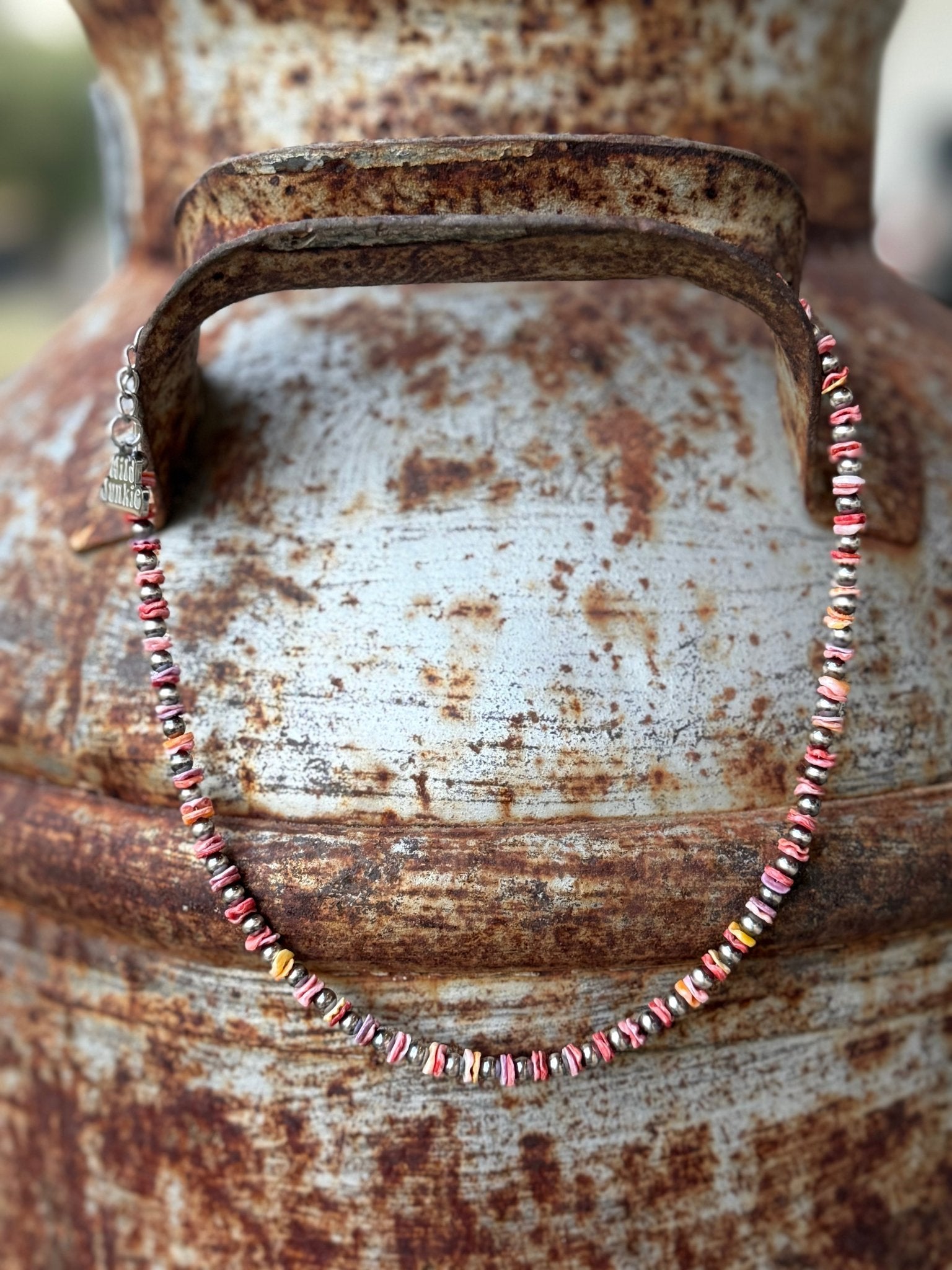 Sterling Silver Desert Sunset Shell Heishi Bead Necklace - Rooted & Reckless Co.