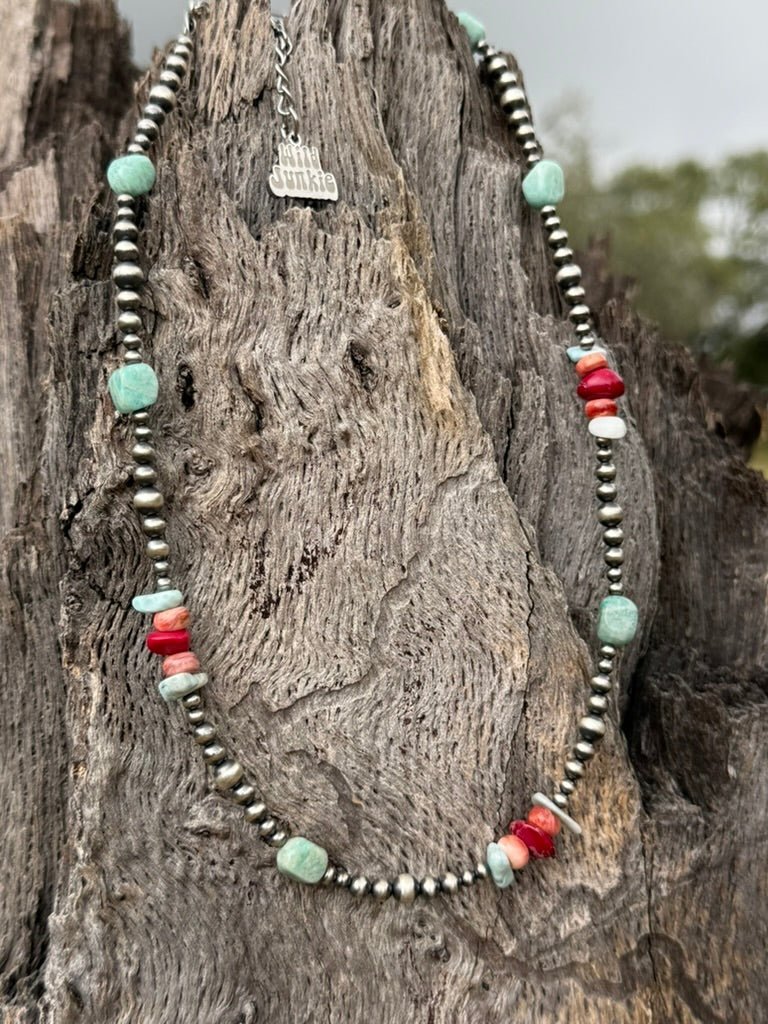 Sterling Silver Desert Trail Mixed Stone Beaded Necklace - Rooted & Reckless Co.