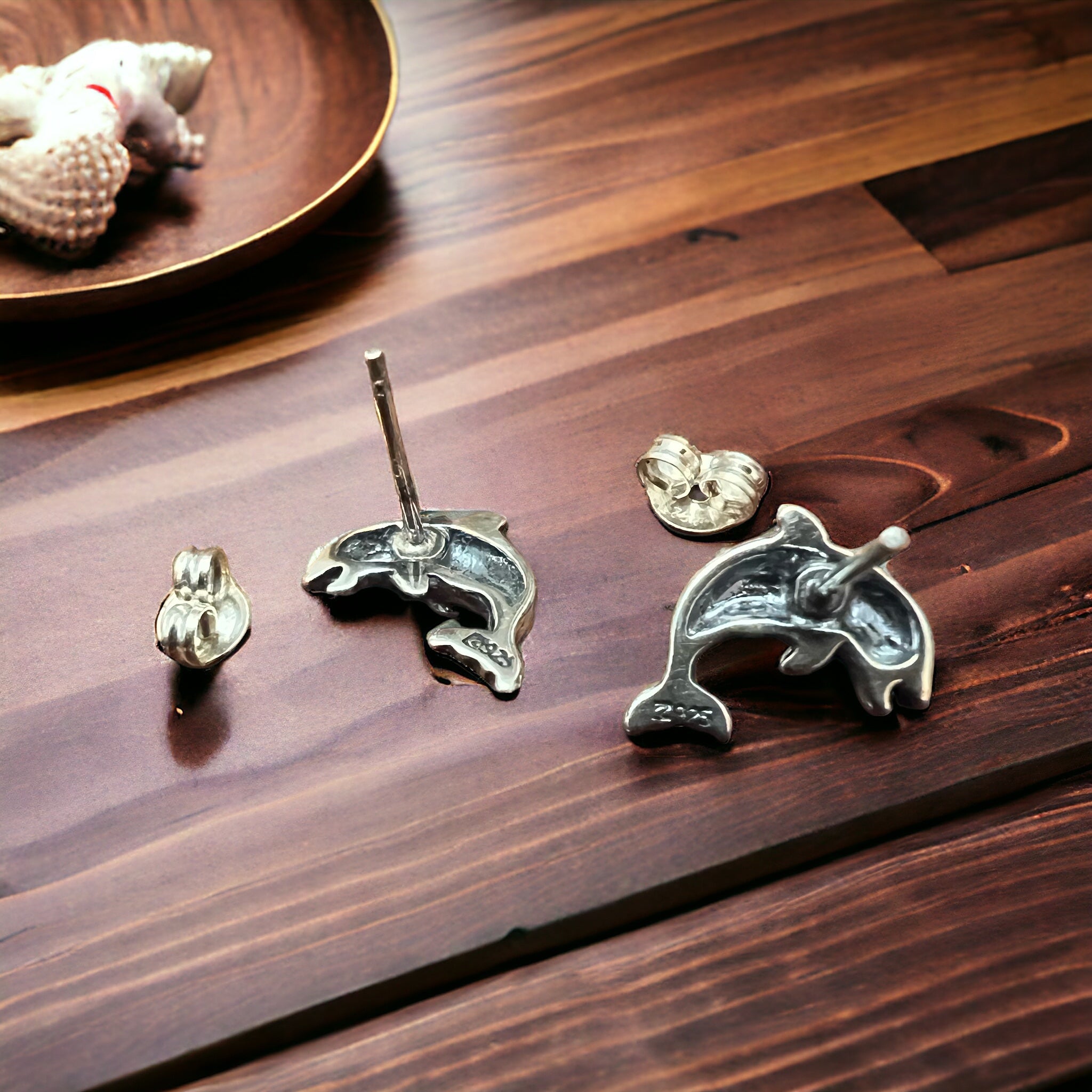 Sterling Silver Dolphin Post Earrings — Playful Coastal Western - Rooted & Reckless Co.