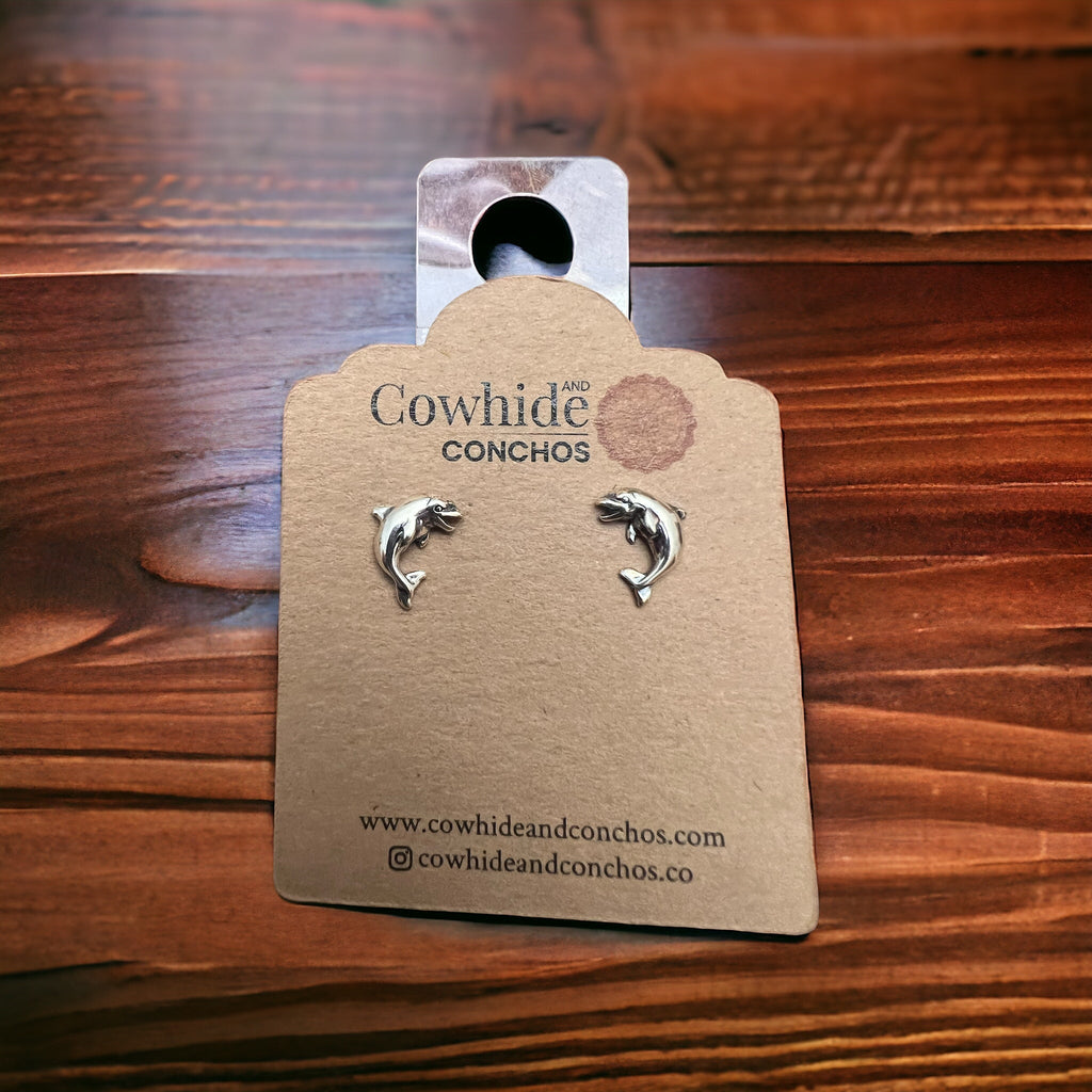 Sterling Silver Dolphin Post Earrings — Playful Coastal Western - Rooted & Reckless Co.