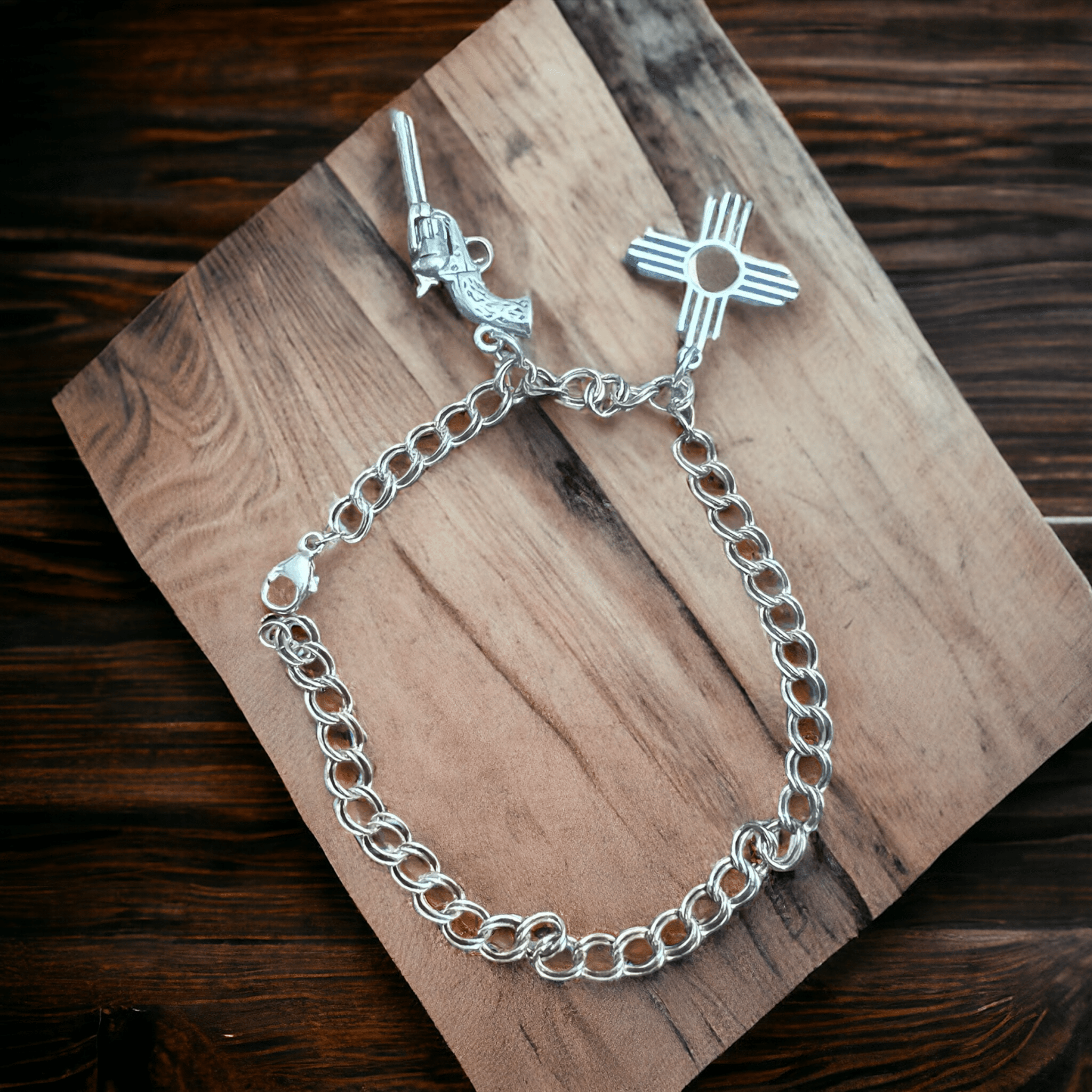 Sterling Silver Double Cable Charm Bracelet — 4.2mm Width, 7" Length (Charm-Collecting Foundation) - Rooted & Reckless Co.