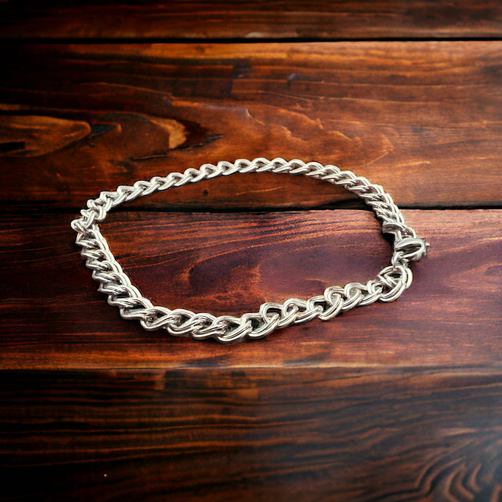 Sterling Silver Double Cable Charm Bracelet — 4.2mm Width, 7" Length (Charm-Collecting Foundation) - Rooted & Reckless Co.