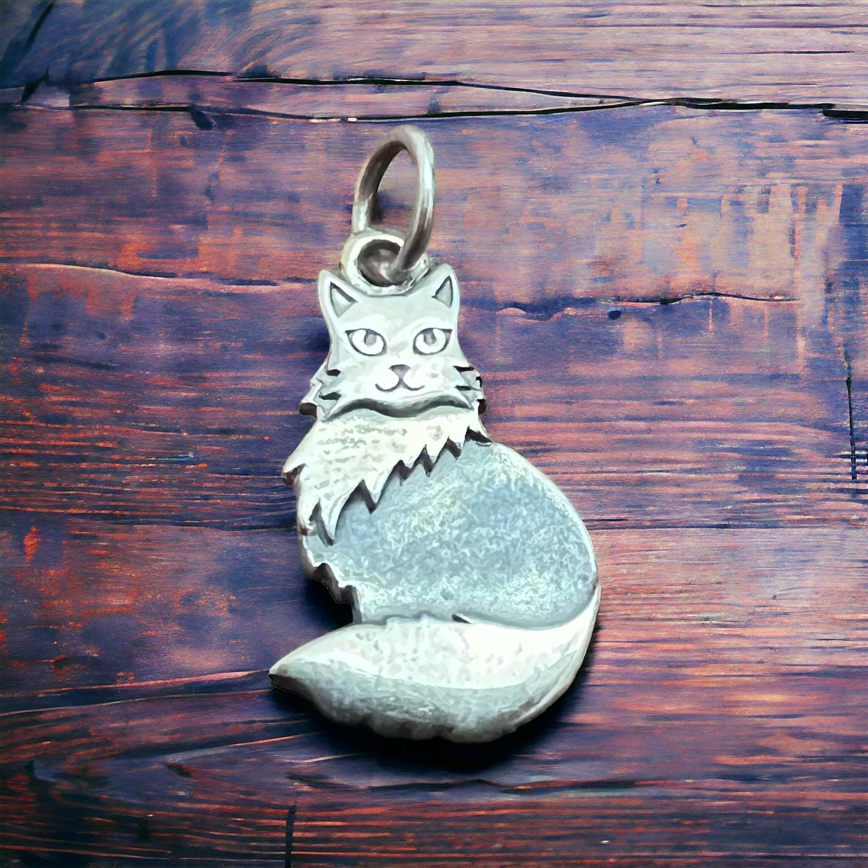 Sterling Silver Fluffy Cat Charm/Pendant — Whimsical Feline Western Statement - Rooted & Reckless Co.