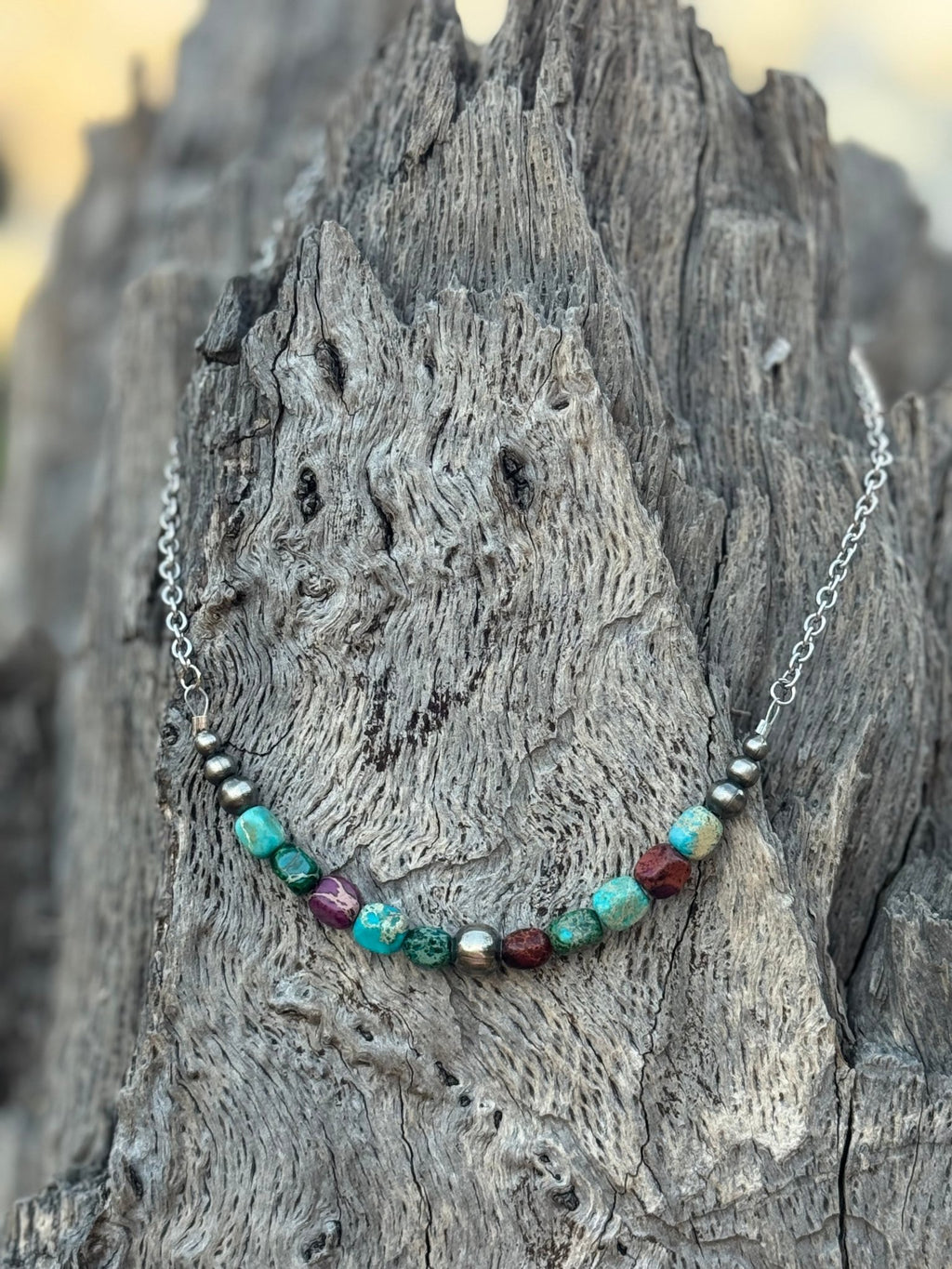 Sterling Silver Jasper Turquoise Necklace - Rooted & Reckless Co.
