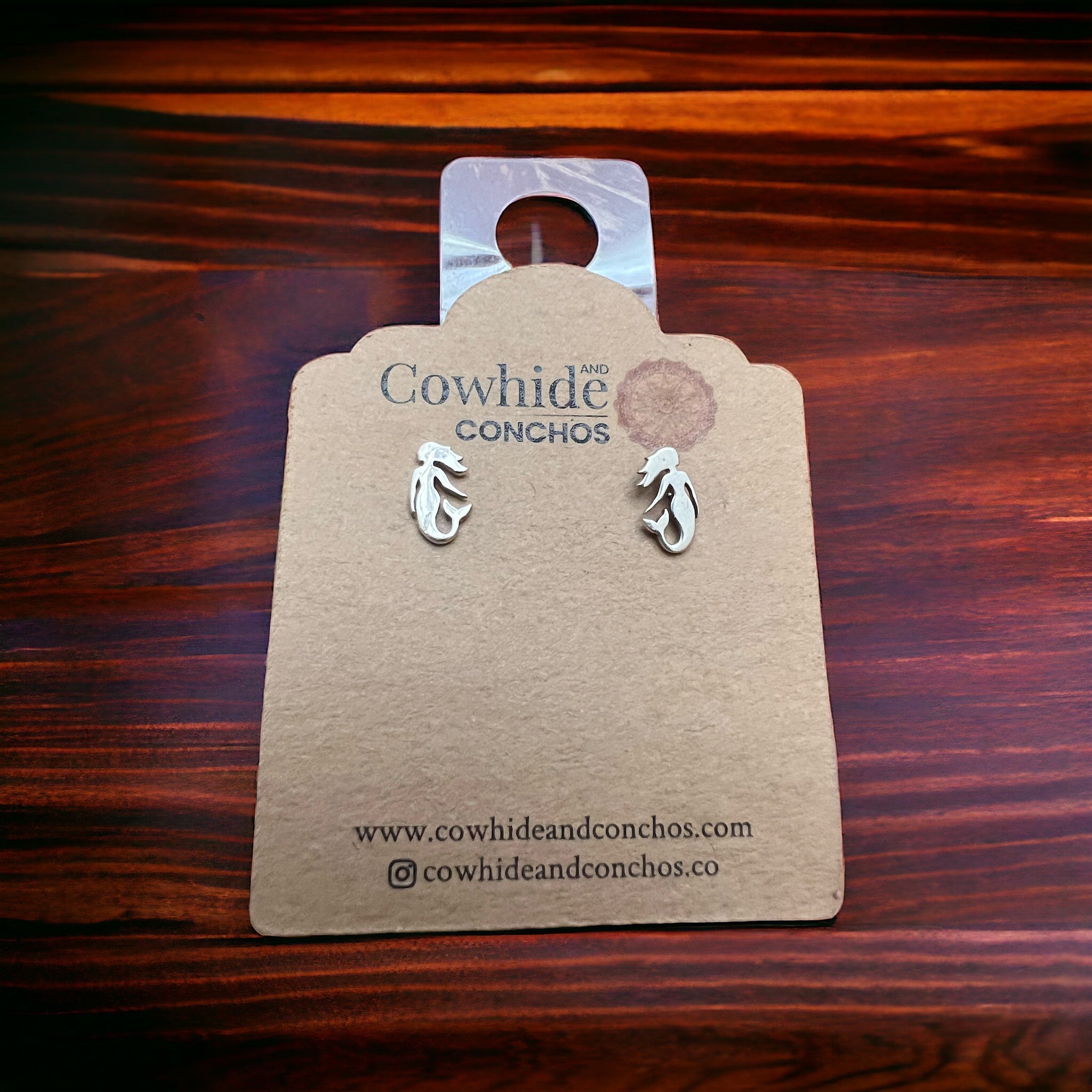 Sterling Silver Mermaid Post Earrings — Whimsical Coastal Western Charm - Rooted & Reckless Co.