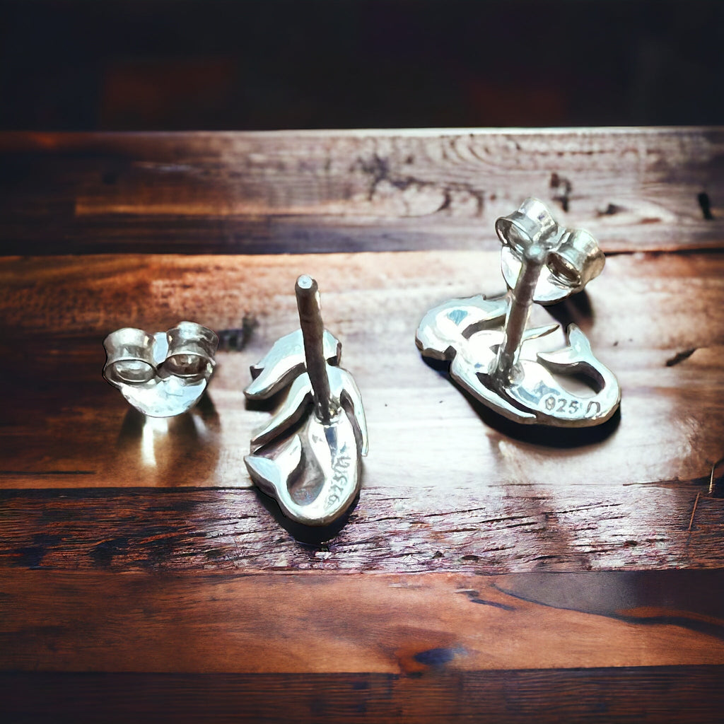 Sterling Silver Mermaid Post Earrings — Whimsical Coastal Western Charm - Rooted & Reckless Co.