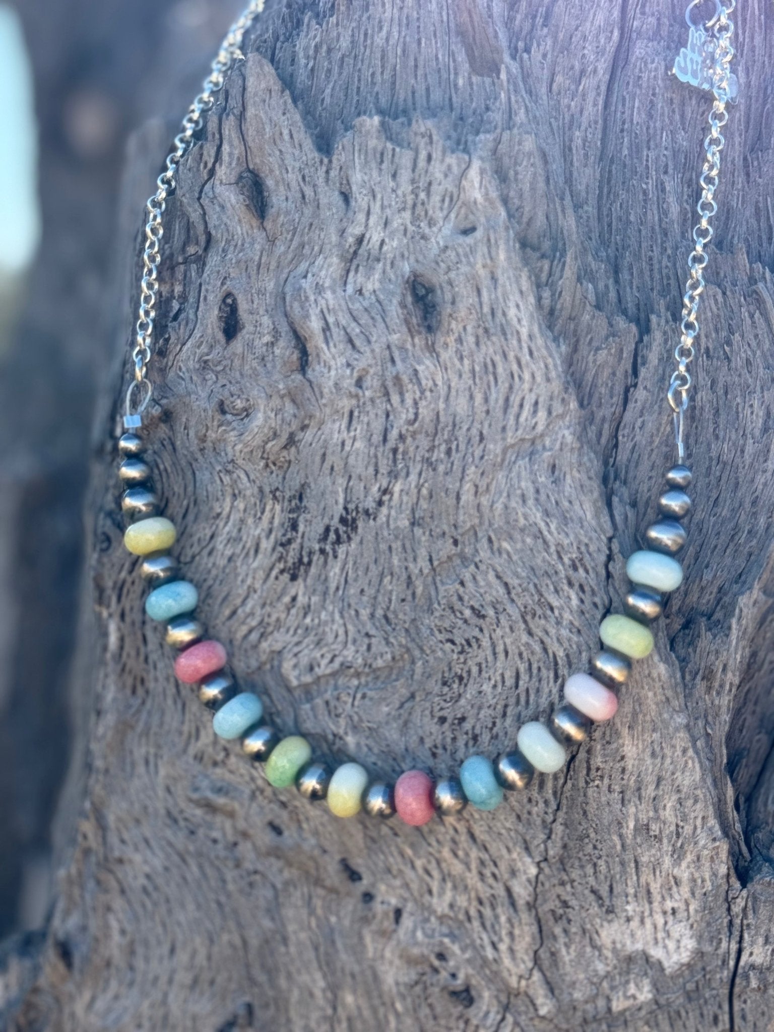 Sterling Silver Spring Pastel Opal Chain Necklace - Rooted & Reckless Co.