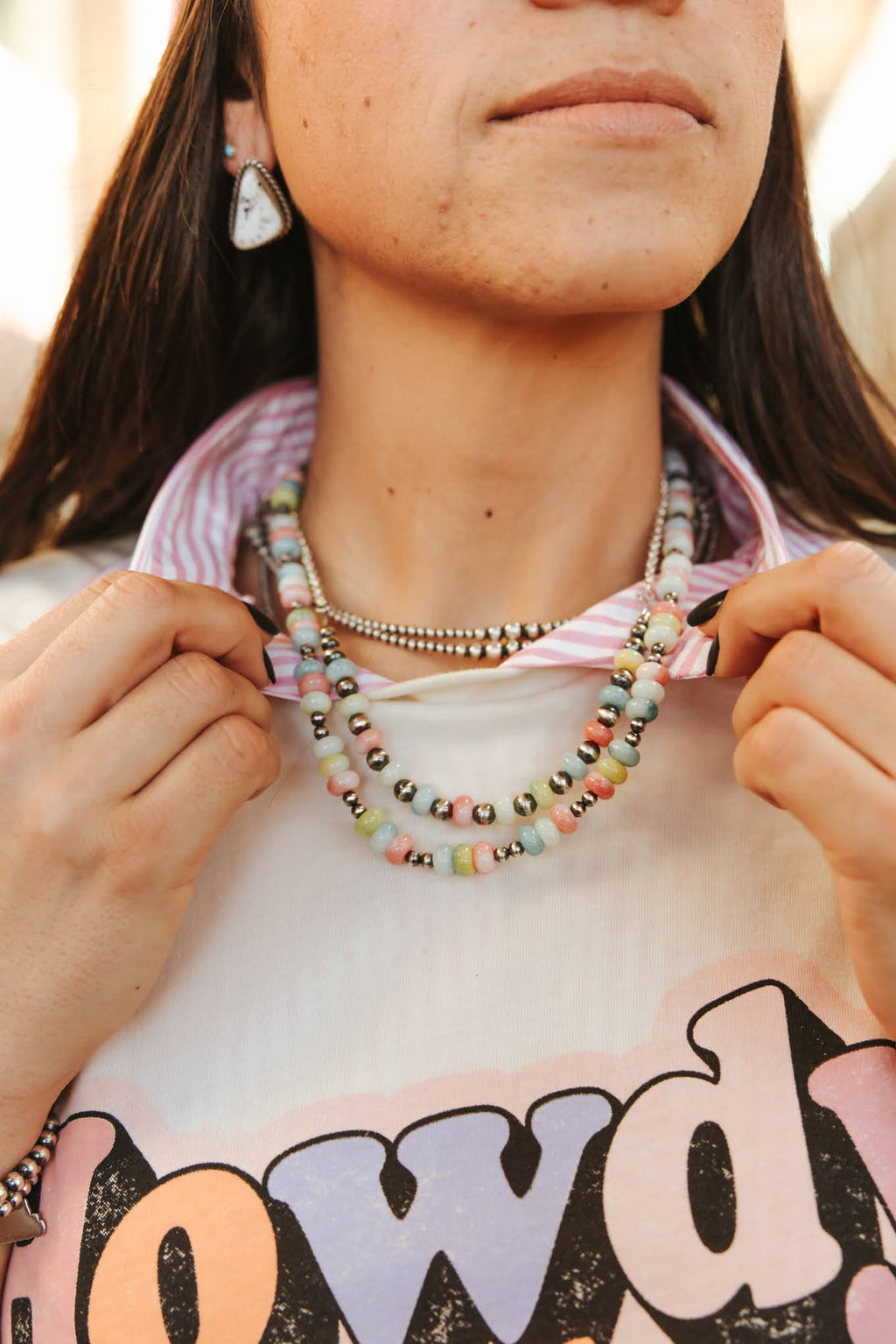 Sterling Silver Spring Pastel Opal Chain Necklace - Rooted & Reckless Co.