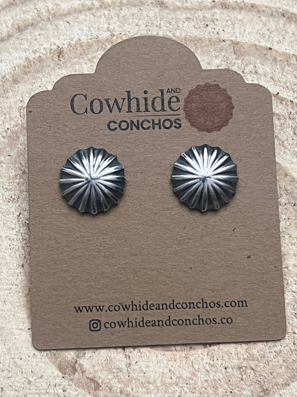 Sterling Silver Starburst Concho Earrings — 16 Gauge Western Statement - Rooted & Reckless Co.