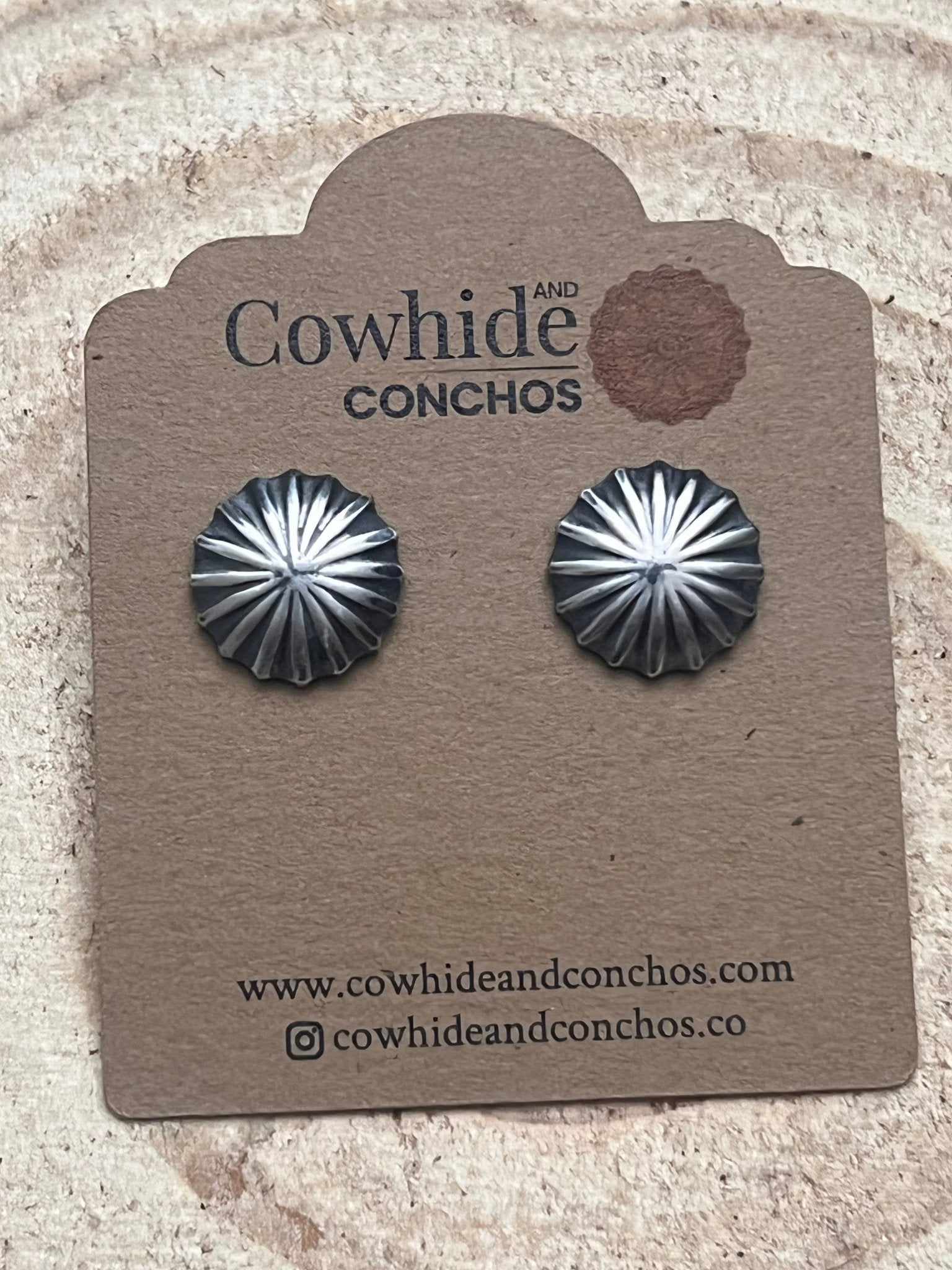Sterling Silver Starburst Concho Earrings — 16 Gauge Western Statement - Rooted & Reckless Co.