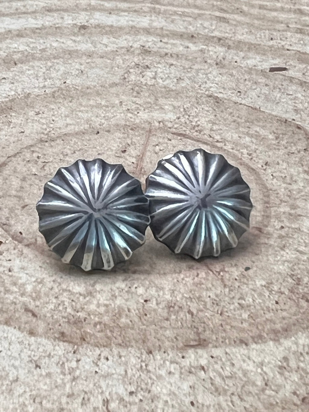 Sterling Silver Starburst Concho Earrings — 16 Gauge Western Statement - Rooted & Reckless Co.