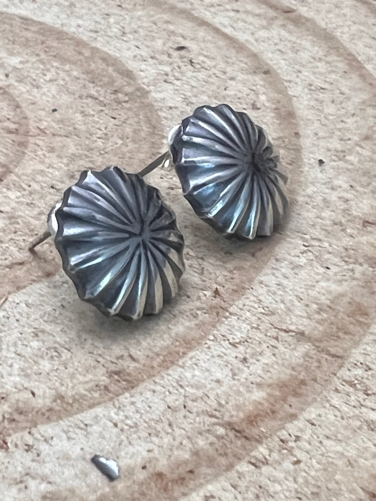 Sterling Silver Starburst Concho Earrings — 16 Gauge Western Statement - Rooted & Reckless Co.
