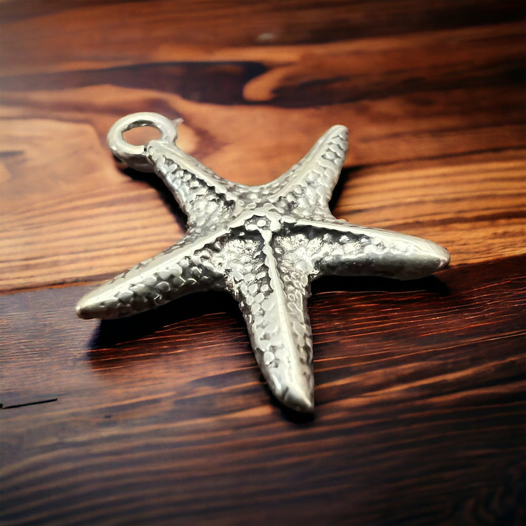 Sterling Silver Starfish Pendant/Charm — Intricate Ocean-Lover Statement - Rooted & Reckless Co.