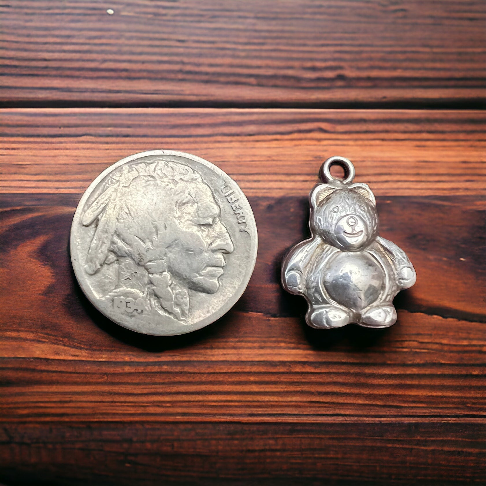 Sterling Silver Teddy Bear Charm/Pendant — Sentimental Family Gift Charm - Rooted & Reckless Co.