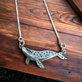 Sterling Silver Whale Festoon Necklace — Complete 18" Sterling Silver Festoon Box Chain Necklace - Rooted & Reckless Co.