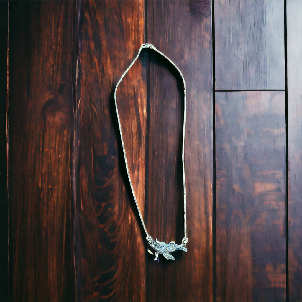 Sterling Silver Whale Festoon Necklace — Complete 18" Sterling Silver Festoon Box Chain Necklace - Rooted & Reckless Co.