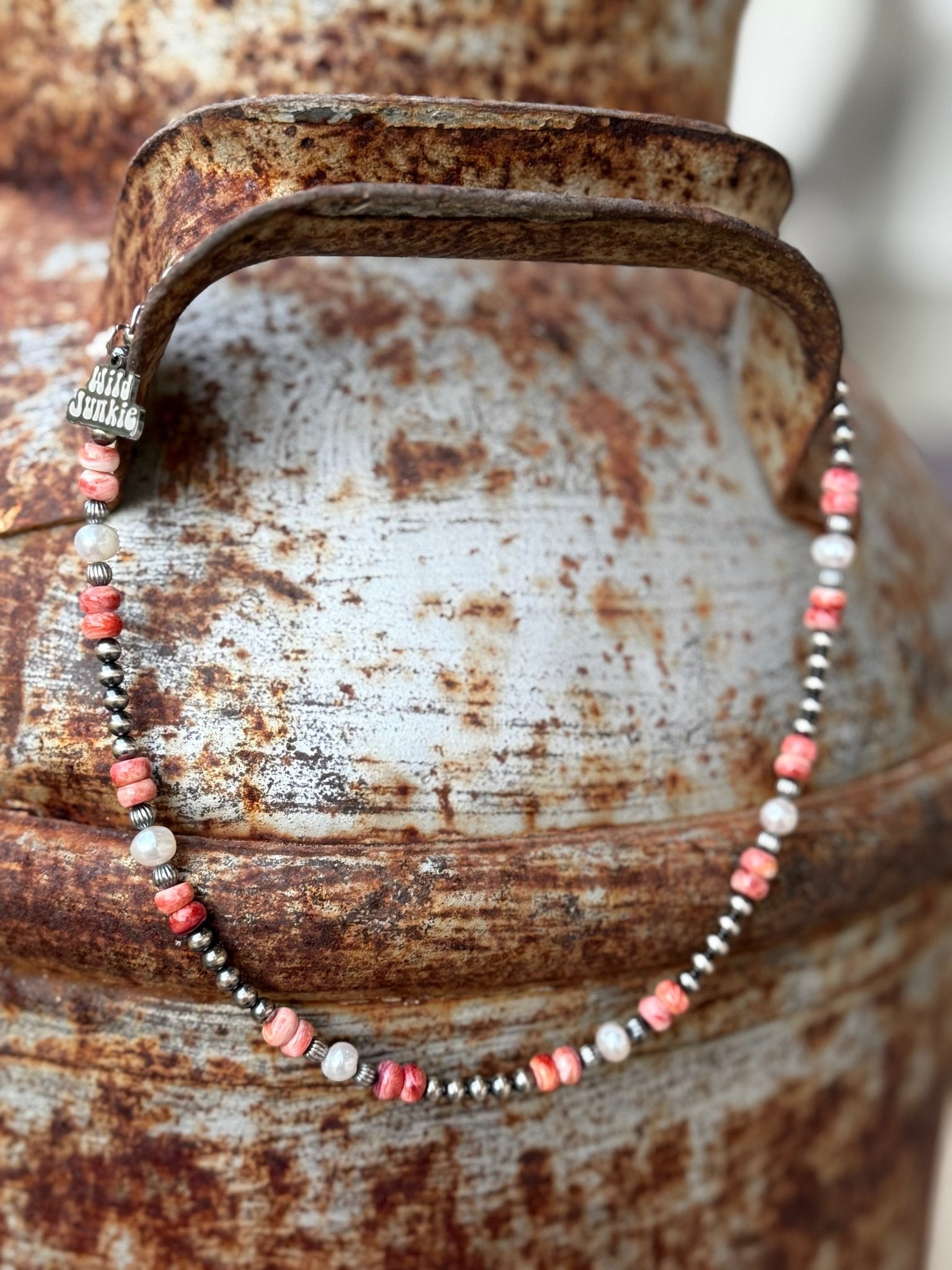 Sterling Silver Wild Spirit Spiny Oyster Beaded Necklace - Rooted & Reckless Co.