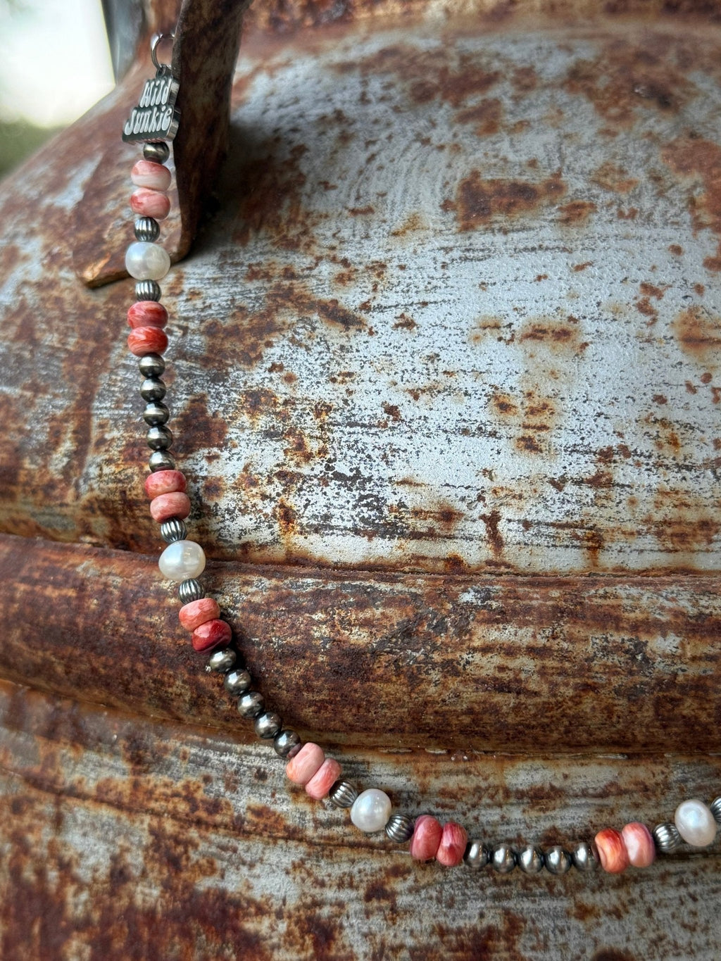 Sterling Silver Wild Spirit Spiny Oyster Beaded Necklace - Rooted & Reckless Co.