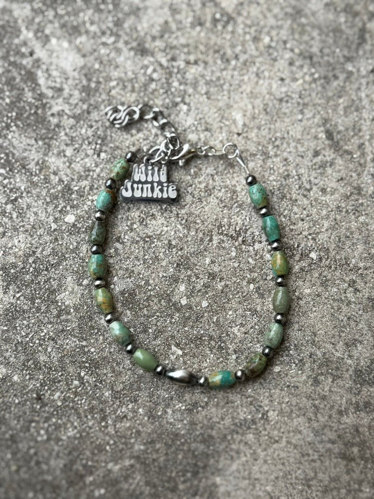 Sterling Silver Wild Spur Turquoise Beaded Bracelet - Rooted & Reckless Co.