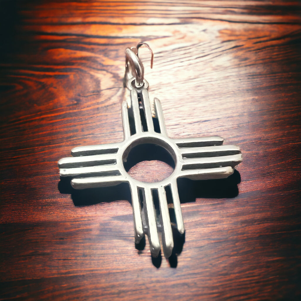 Sterling Silver "Zia" Pendant — Open-Center Bright .925 with Bold Southwestern Symbol - Rooted & Reckless Co.
