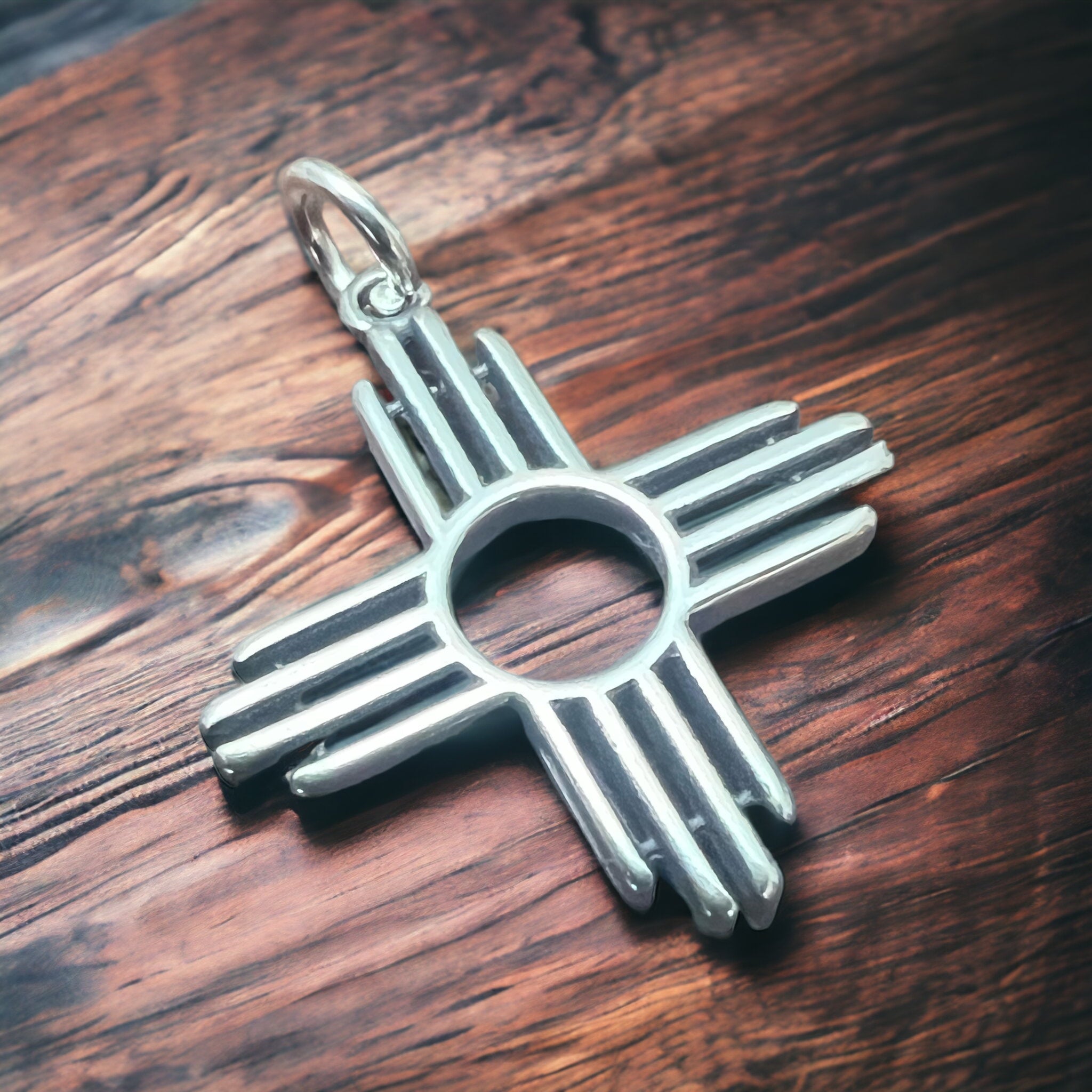 Sterling Silver "Zia" Pendant — Open-Center Bright .925 with Bold Southwestern Symbol - Rooted & Reckless Co.