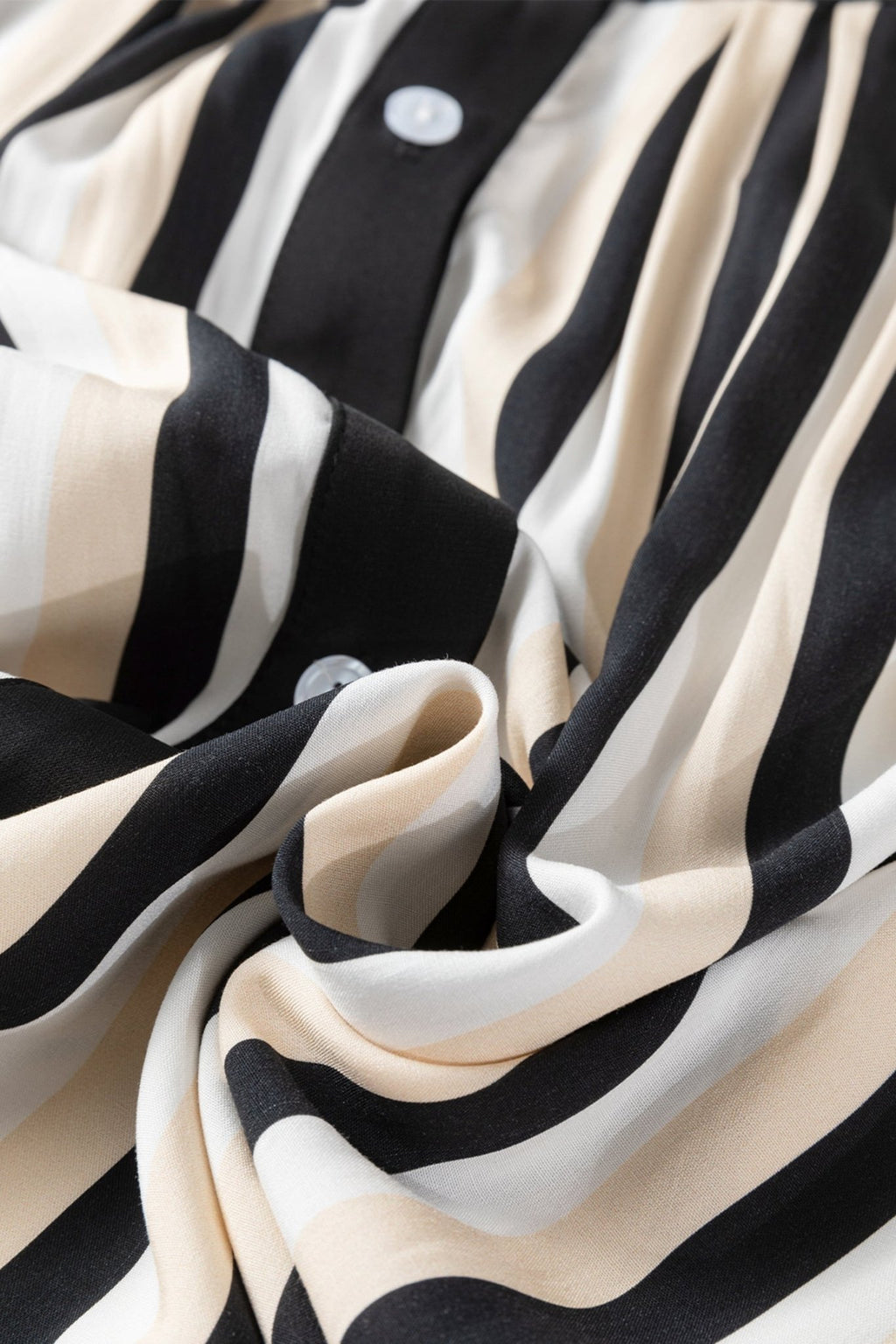 Stripe 3/4 Puff Sleeve Button Midi Dress - Rooted & Reckless Co.