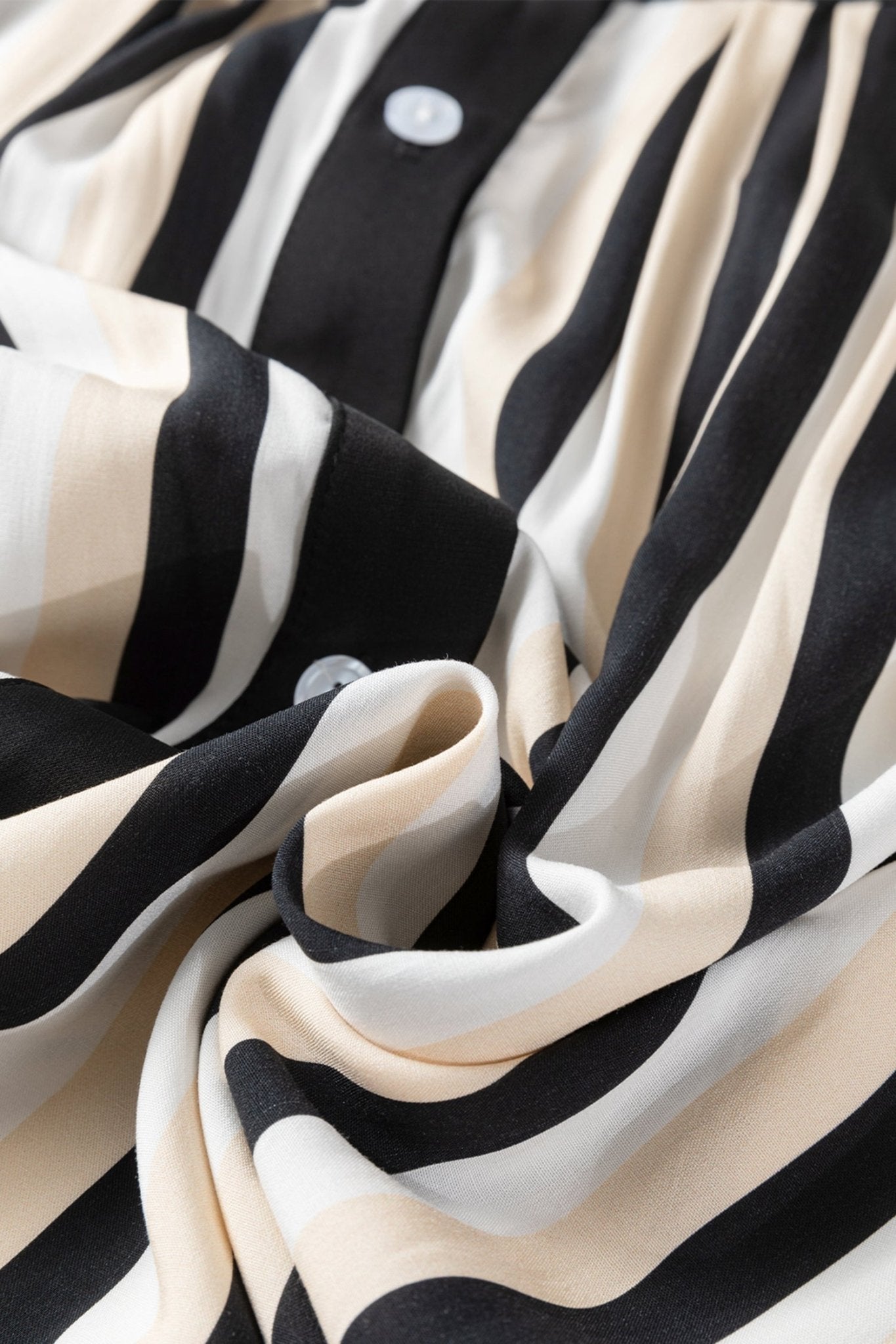 Stripe 3/4 Puff Sleeve Button Midi Dress - Rooted & Reckless Co.