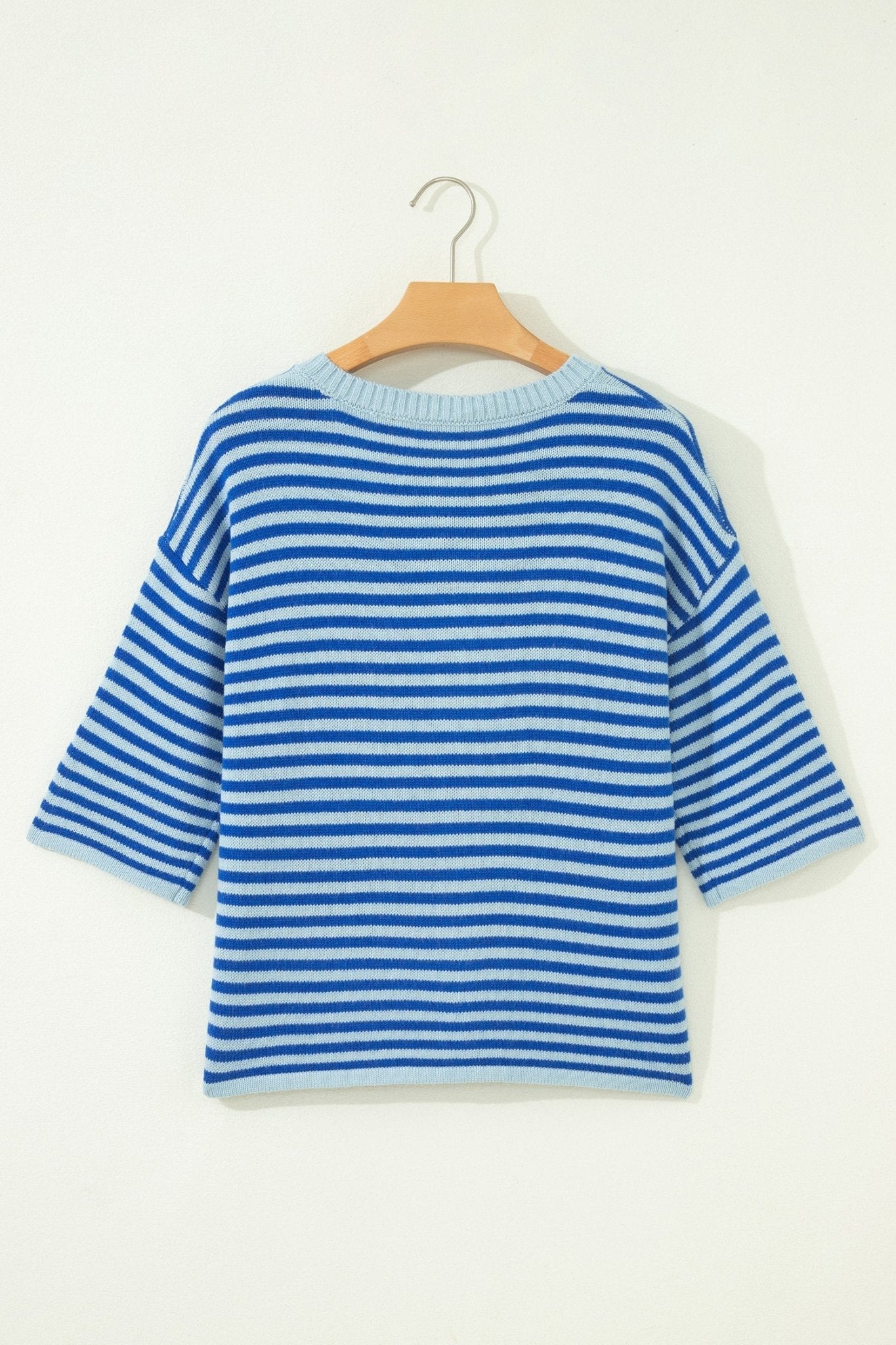 Stripe 3/4 Sleeve Button Down Knit Cardigan - Rooted & Reckless Co.