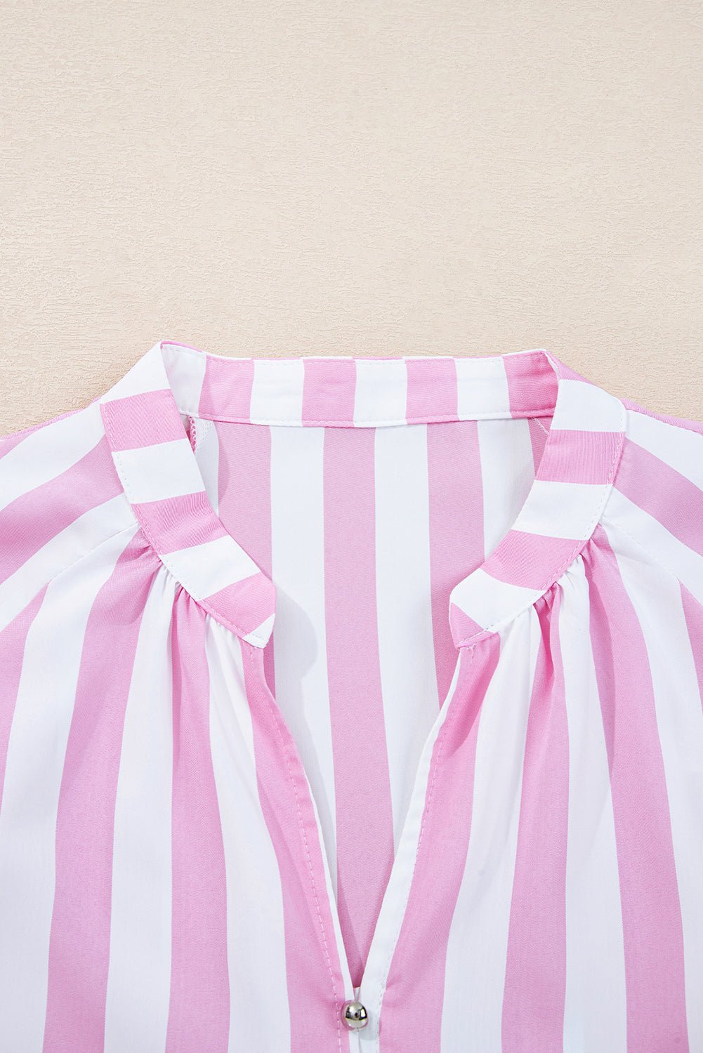 Stripe 3/4 Sleeve Buttoned V-Neck Mini Dress - Rooted & Reckless Co.