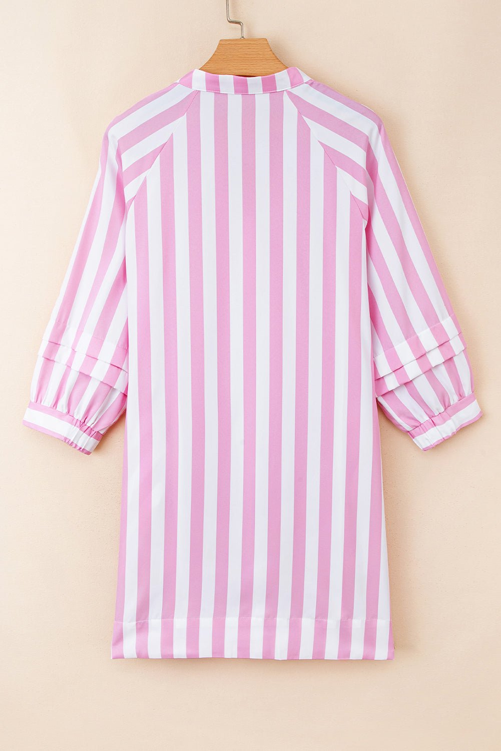 Stripe 3/4 Sleeve Buttoned V-Neck Mini Dress - Rooted & Reckless Co.