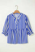 Stripe Balloon Sleeve Button-Up Shirt - Rooted & Reckless Co.