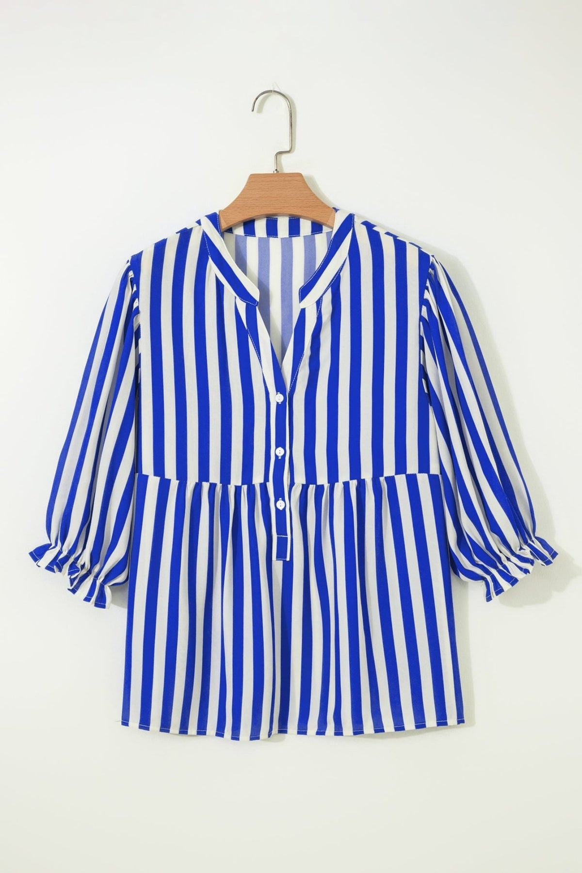 Stripe Balloon Sleeve Button-Up Shirt - Rooted & Reckless Co.