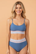 Stripe Border Top & High Waist Bikini Set - Rooted & Reckless Co.