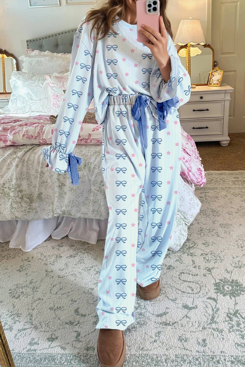Stripe Bow and Star Lounge Set - Rooted & Reckless Co.
