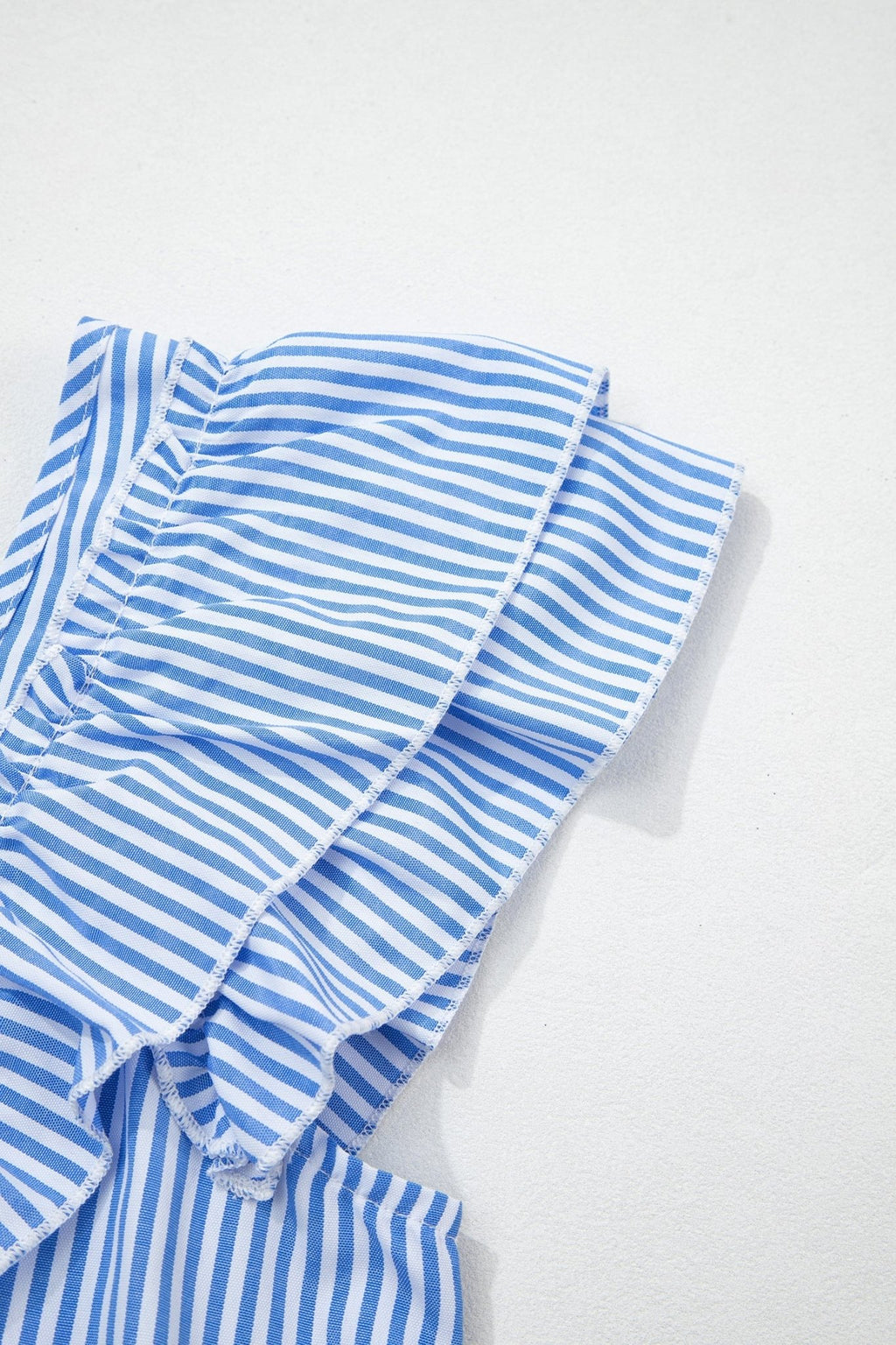 Stripe Bow Square Neck Ruffle Sleeve Blouse - Rooted & Reckless Co.