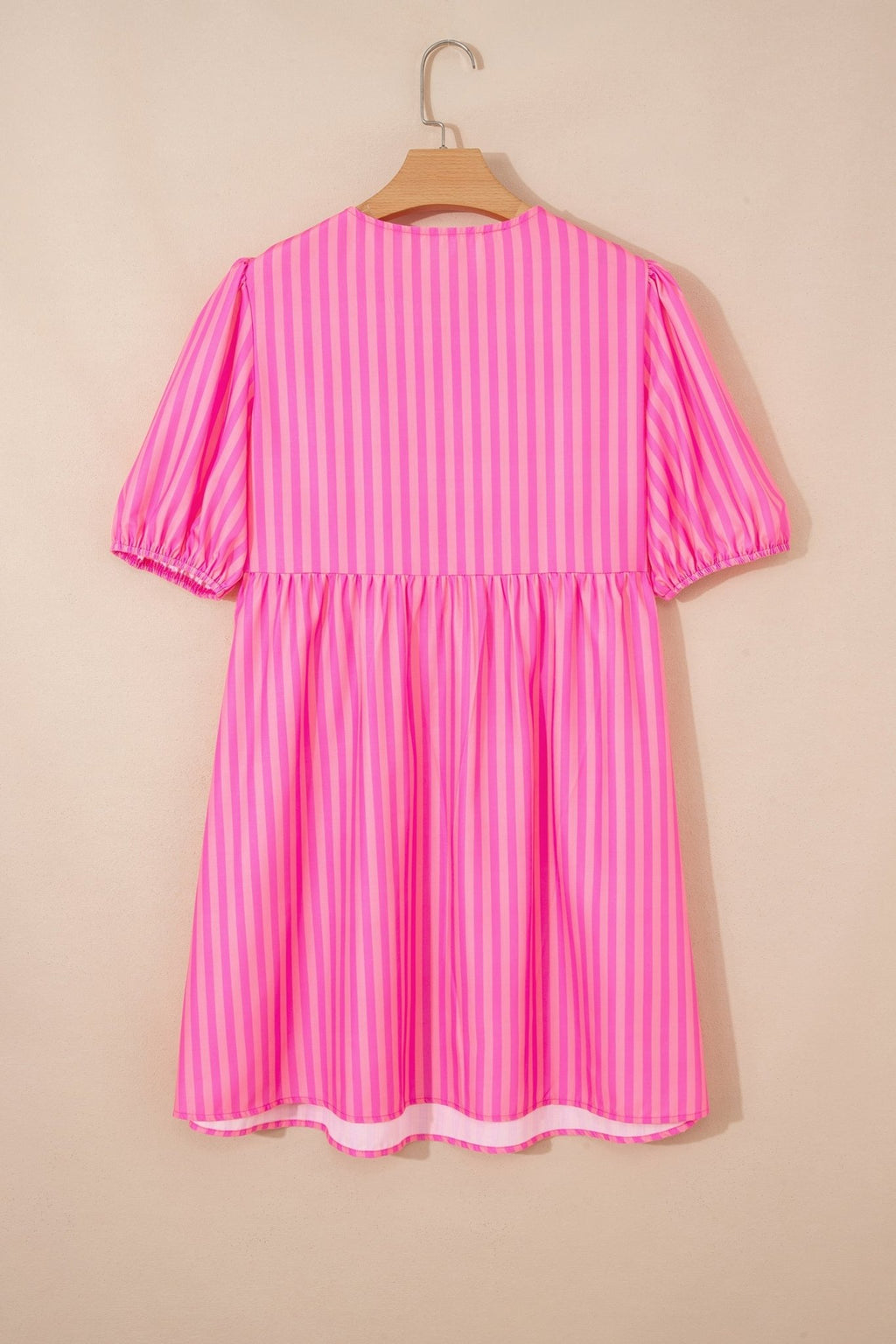 Stripe Bow Tie Front Short Puff Sleeve Dress - Rooted & Reckless Co.