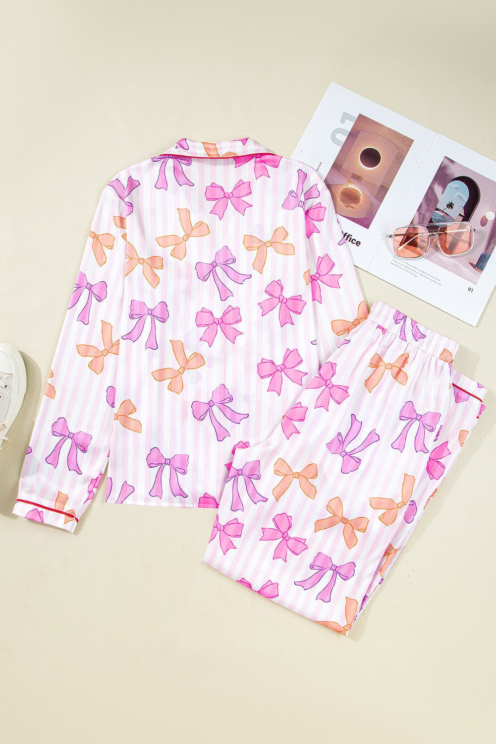 Stripe Bow Tie Shirt and Pants Pajama Set - Rooted & Reckless Co.