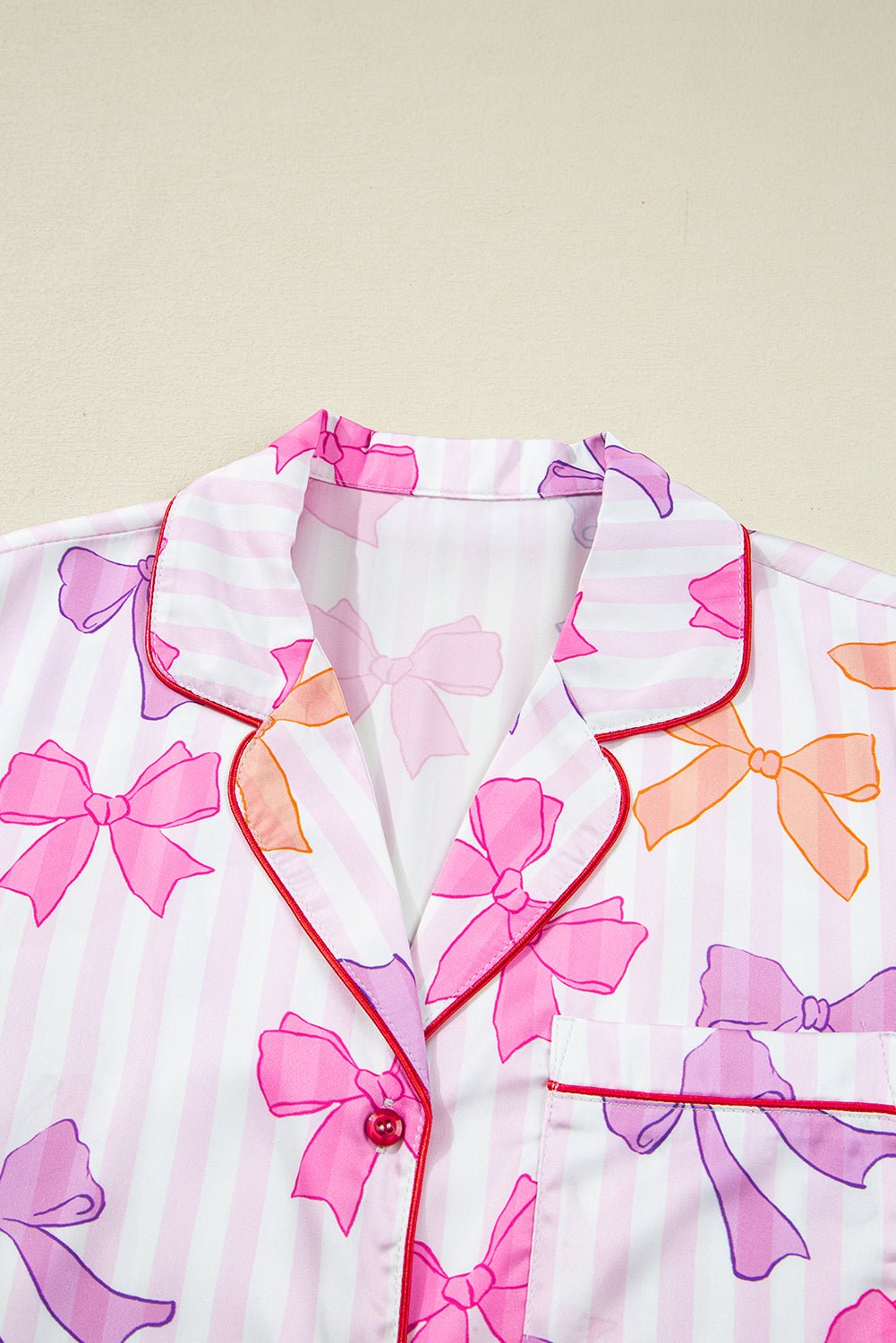 Stripe Bow Tie Shirt and Pants Pajama Set - Rooted & Reckless Co.